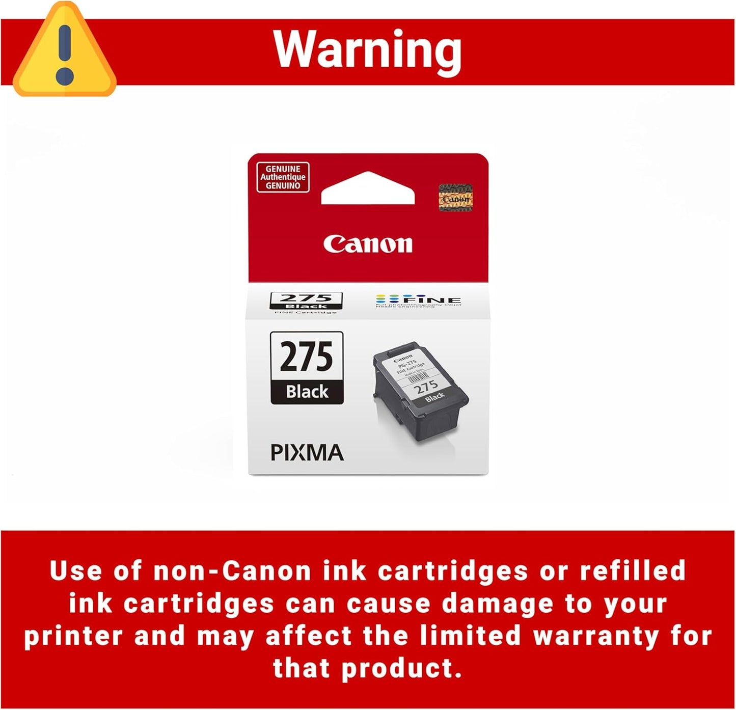 Canon PG-275 Genuine Black Ink Cartridge, Compatible with TS3520/3522,