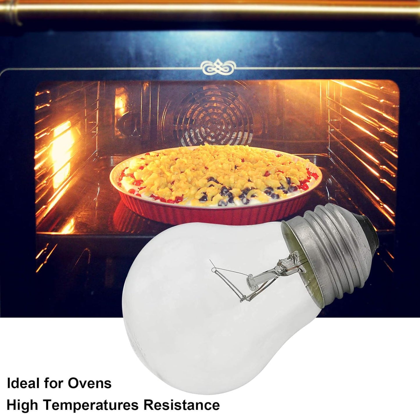 Oven Light Bulb 40 Watt Appliance Light Bulb, High Temperature 300 Degree Resistant Appliance Bulb for Oven, Stove, Refrigerator, Microwave E26 Medium Base, A15 2-Pack