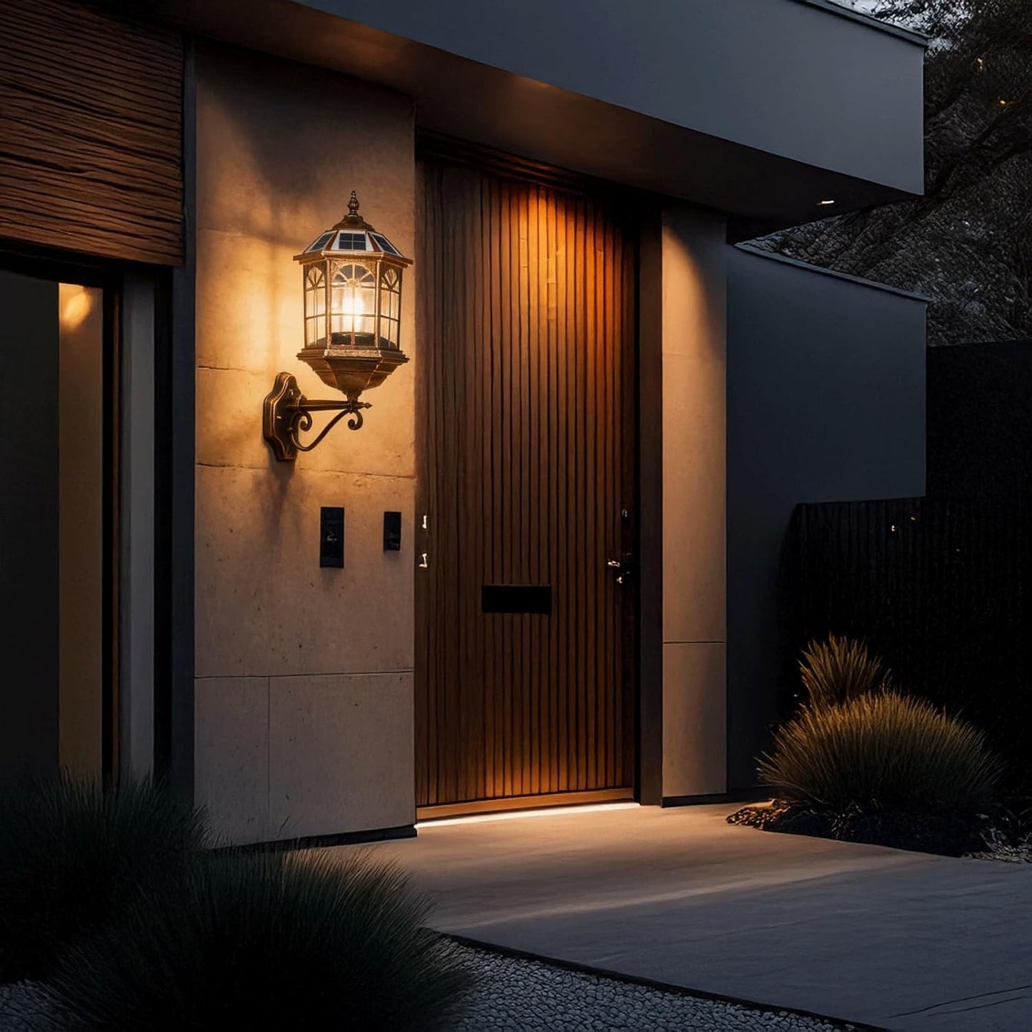 Solar Outdoor Wall Sconce, Solar Powered Exterior Wall Lantern, European Style Die-cast Aluminum Light Fixture, Waterproof Wall Lamp for Porch, Patio, Garden, Yard, Driveway, Garage, Park