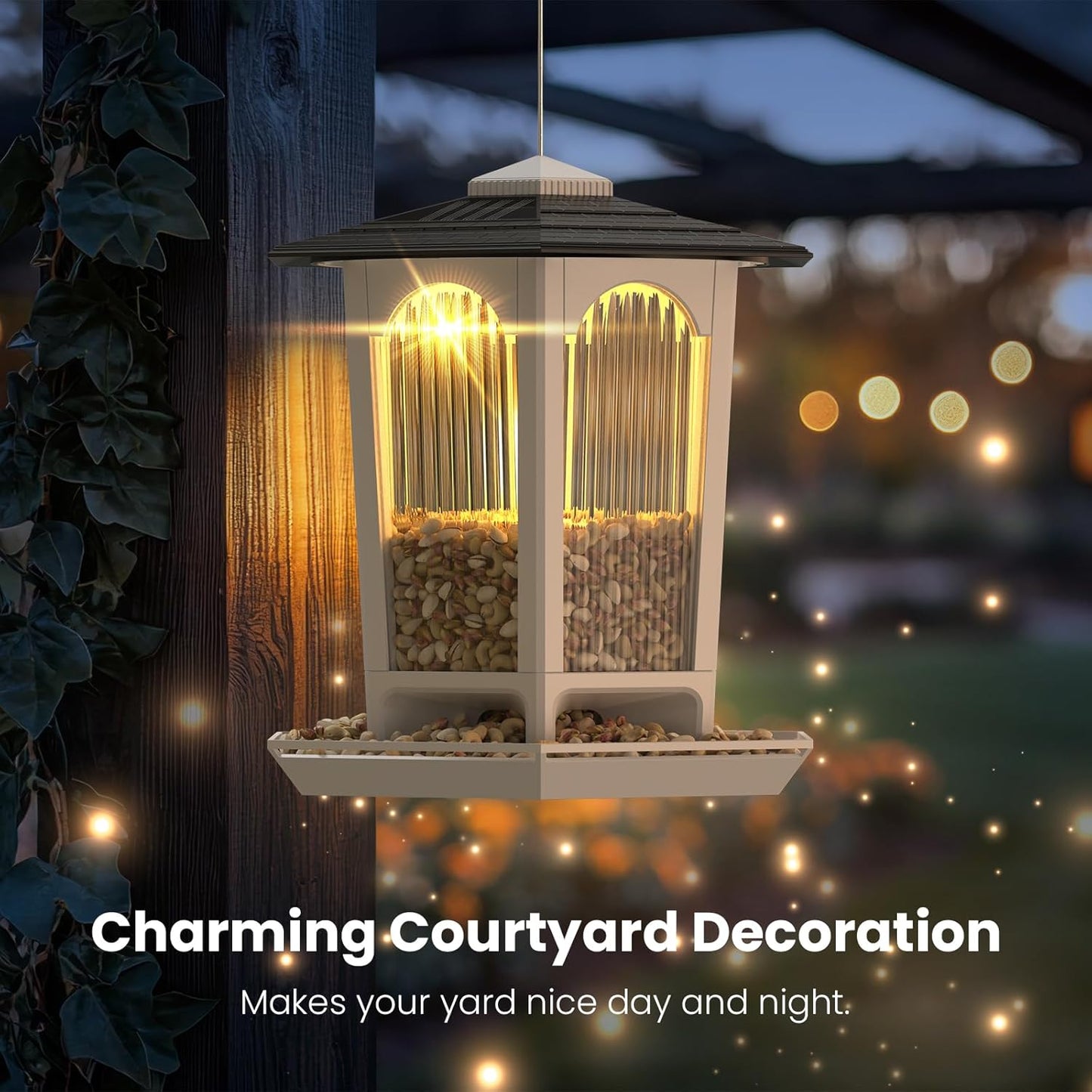 2 Pack Solar Bird Feeders for Outdoors Hanging - Attract Wild Birds & Cardinals, Elegant Minimalist Design, Garden Décor, Unique Gift