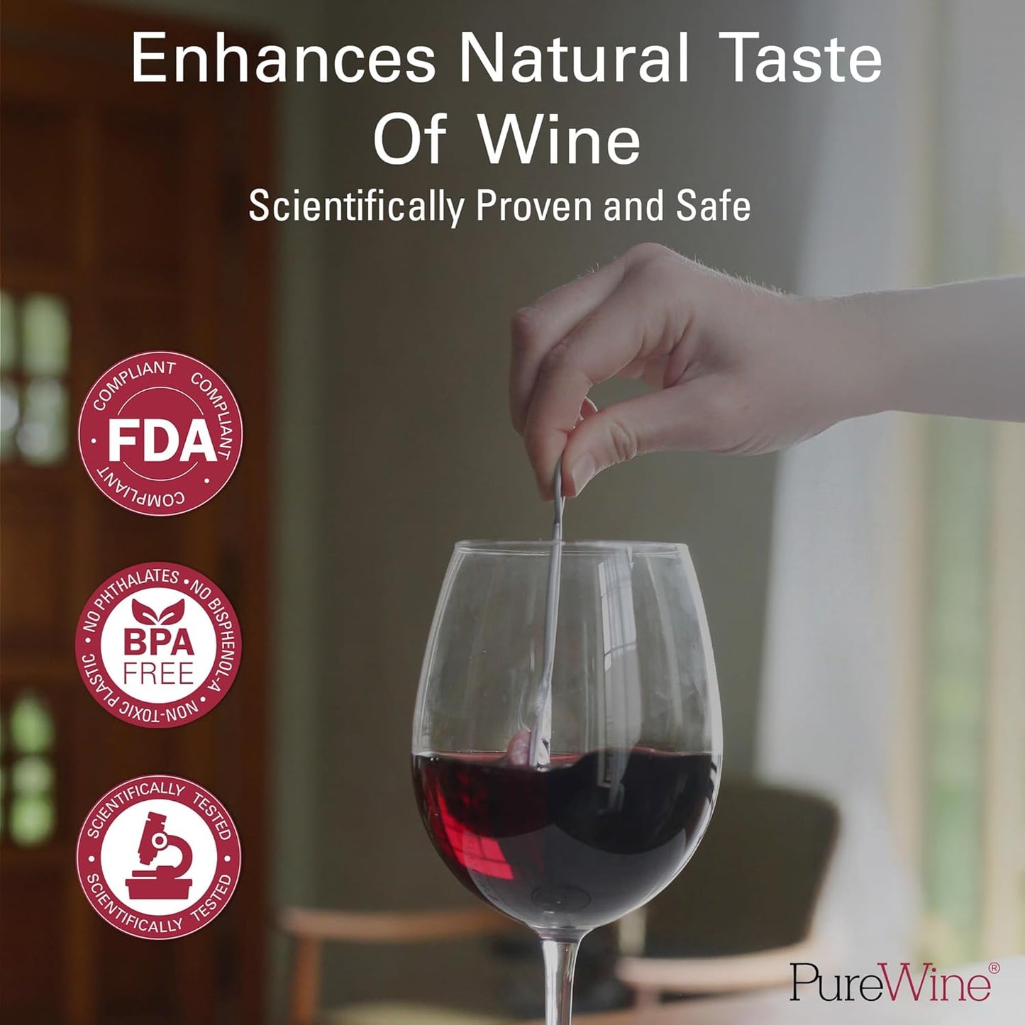 PureWine The Wand Wine Purifier - Red & White Wine Filters for Histami