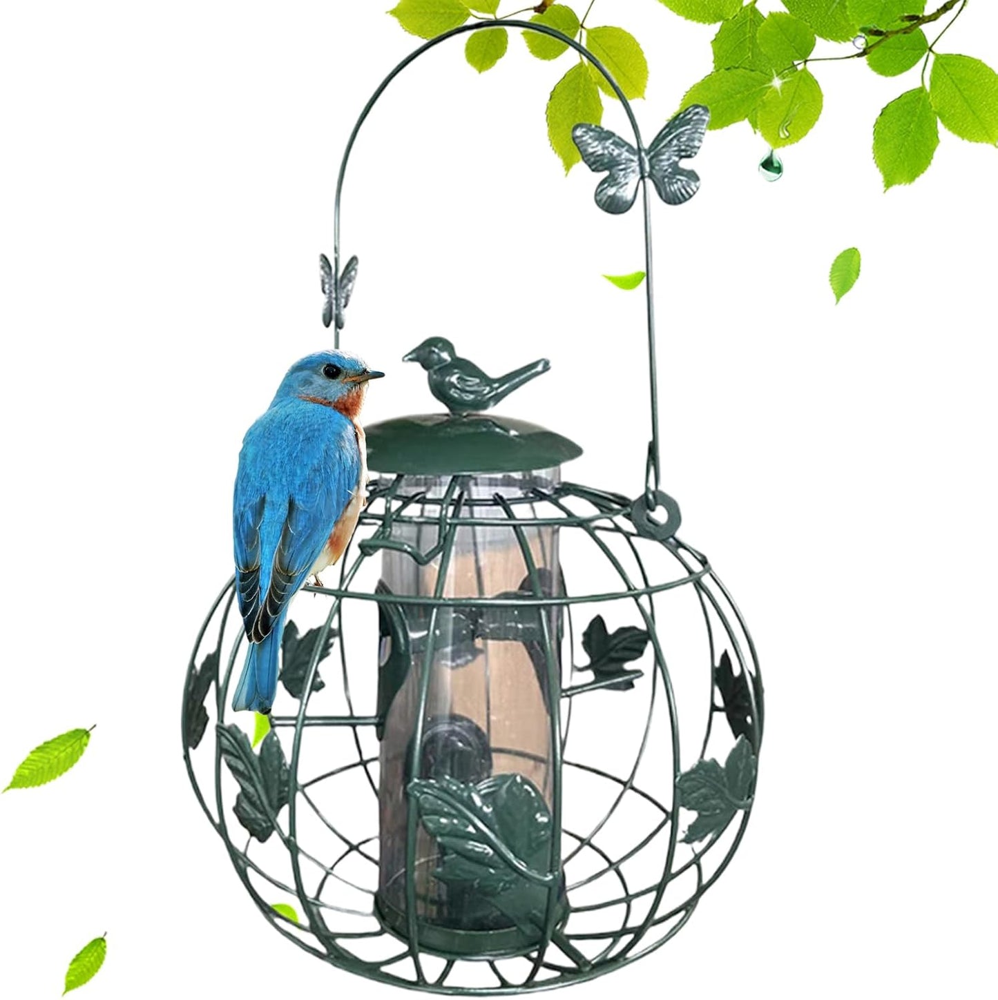 Bird Feeders Outdoor - Tube Feeding Squirrel Proof Design for Safe Wild Bird Feeding, Garden and Backyard Feeder, Perfect for Lawn Porch Balcony Deck Terrace Park and Birdwatching