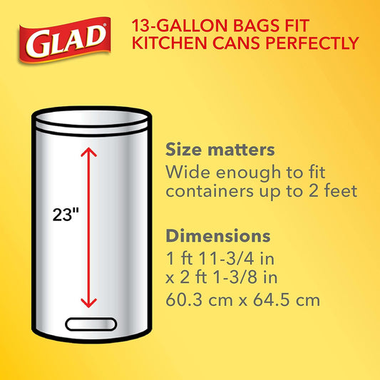 Glad Tall Kitchen Trash Bags 13 Gallon, Unscented Garbage Bags, Quick-