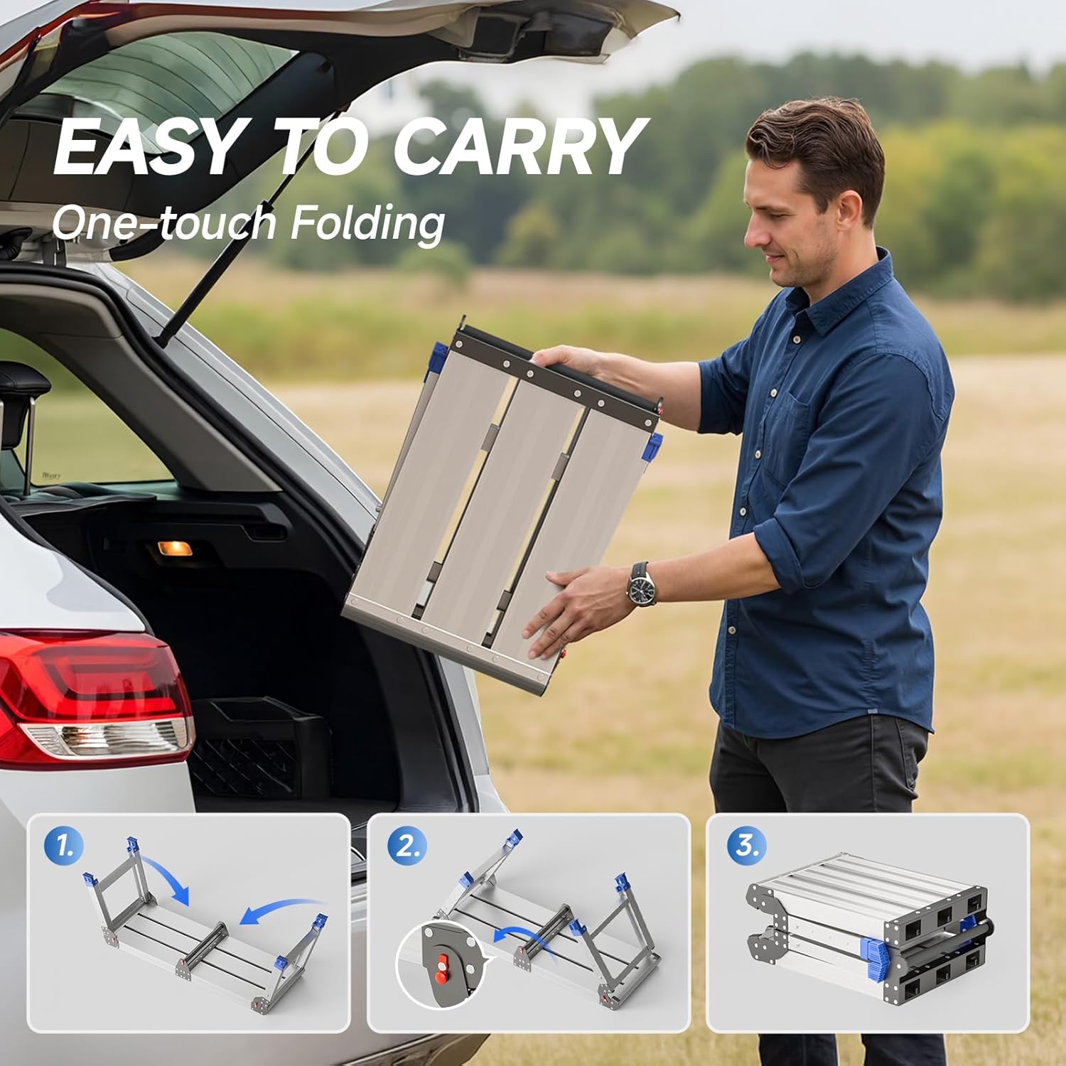 Folding Work Platform for Adults, Aluminum Foldable Step Stool Adjusta