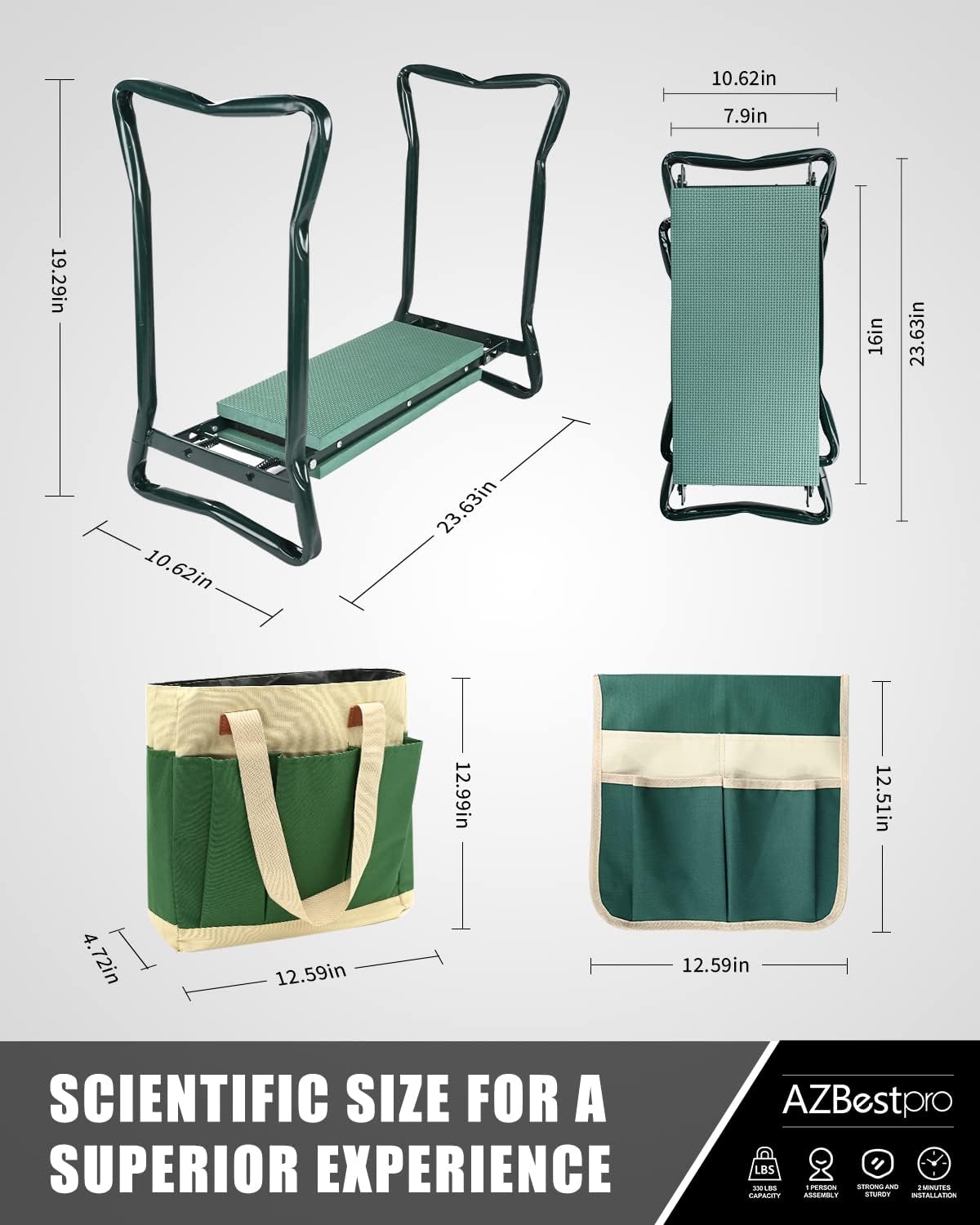 Garden Stool and Kneeler,Foldable Gardening Bench with Tool Bag Pouch EVA and Garden Gloves,Garden Kneeler and Seat Gardening Gift for Women Men