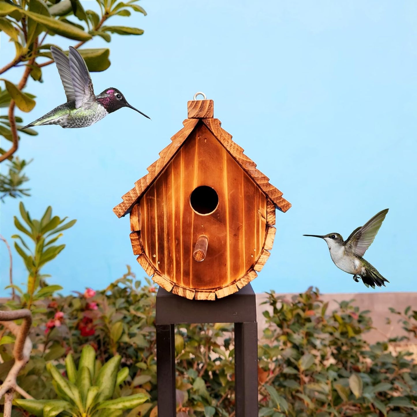 1 Pack Wren Houses for Outdoors,Natural Wooden Bird Houses for Outdoor Chickadee,Bluebird etc,Handmade from Natural Wood for Garden Decorations