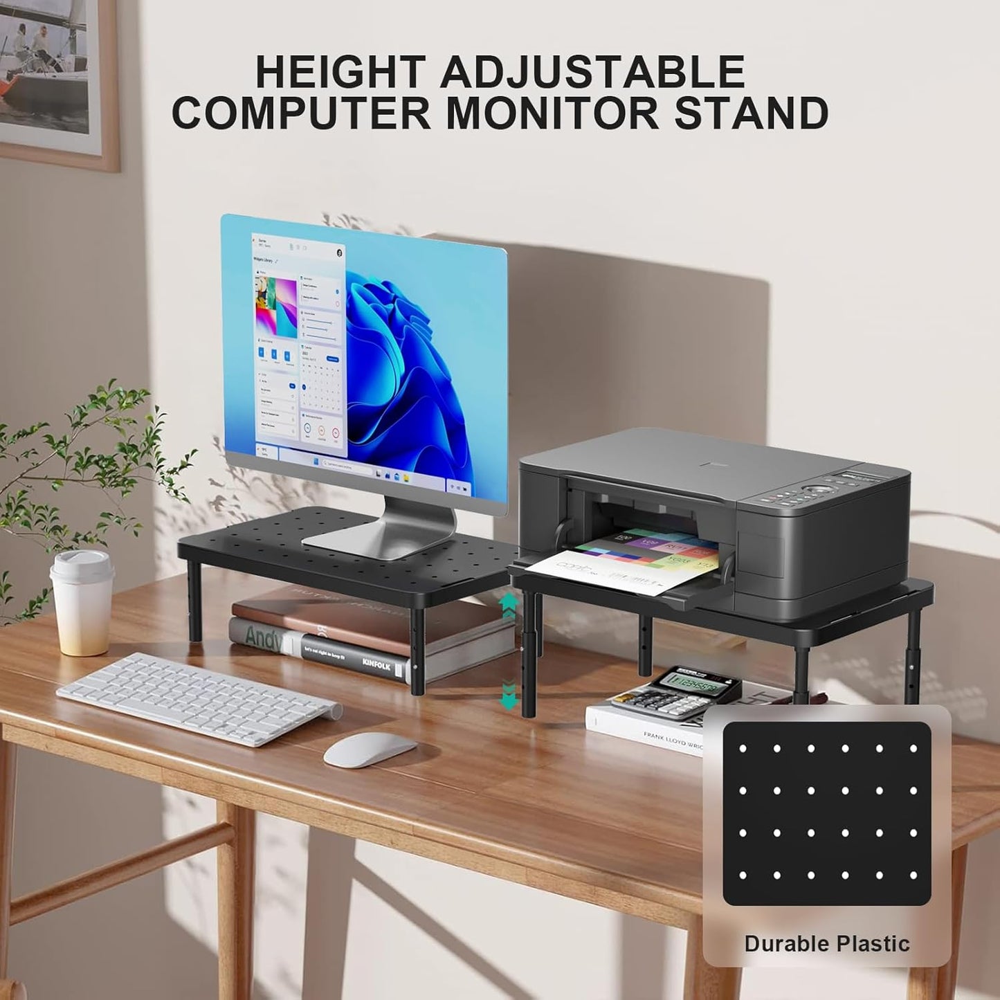 WALI Computer Monitor Stand for Desk, Adjustable Laptop Riser, Desk Mo