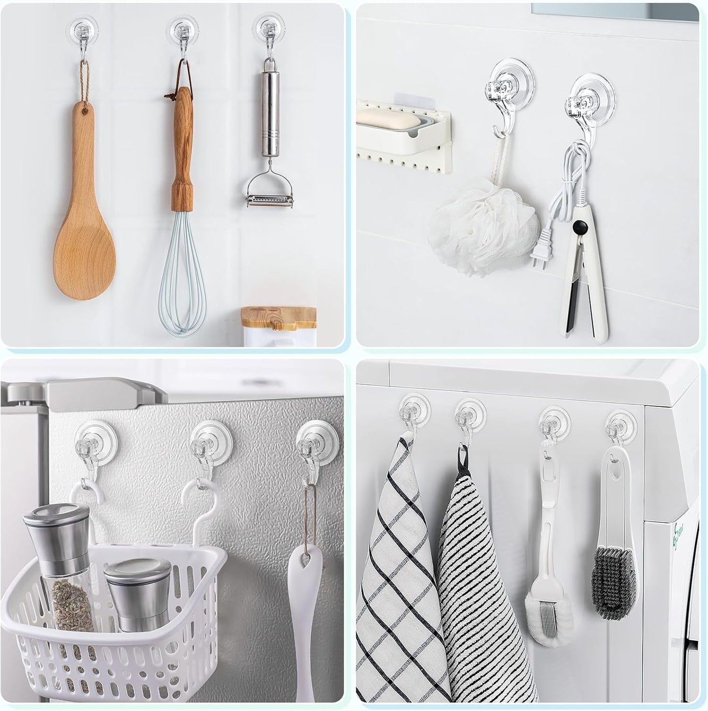 VIS'V Suction Cup Hooks, Small Shower Suction Hooks, Heavy Duty, Removable and Reusable, Clear, 2 Pcs