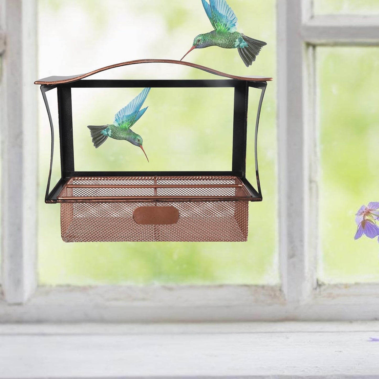 Window Bird Feeder for Outdoor Iron Window Feeders Bird Feeding Tray with 360 Panoramic View for Wildbird Adhesive