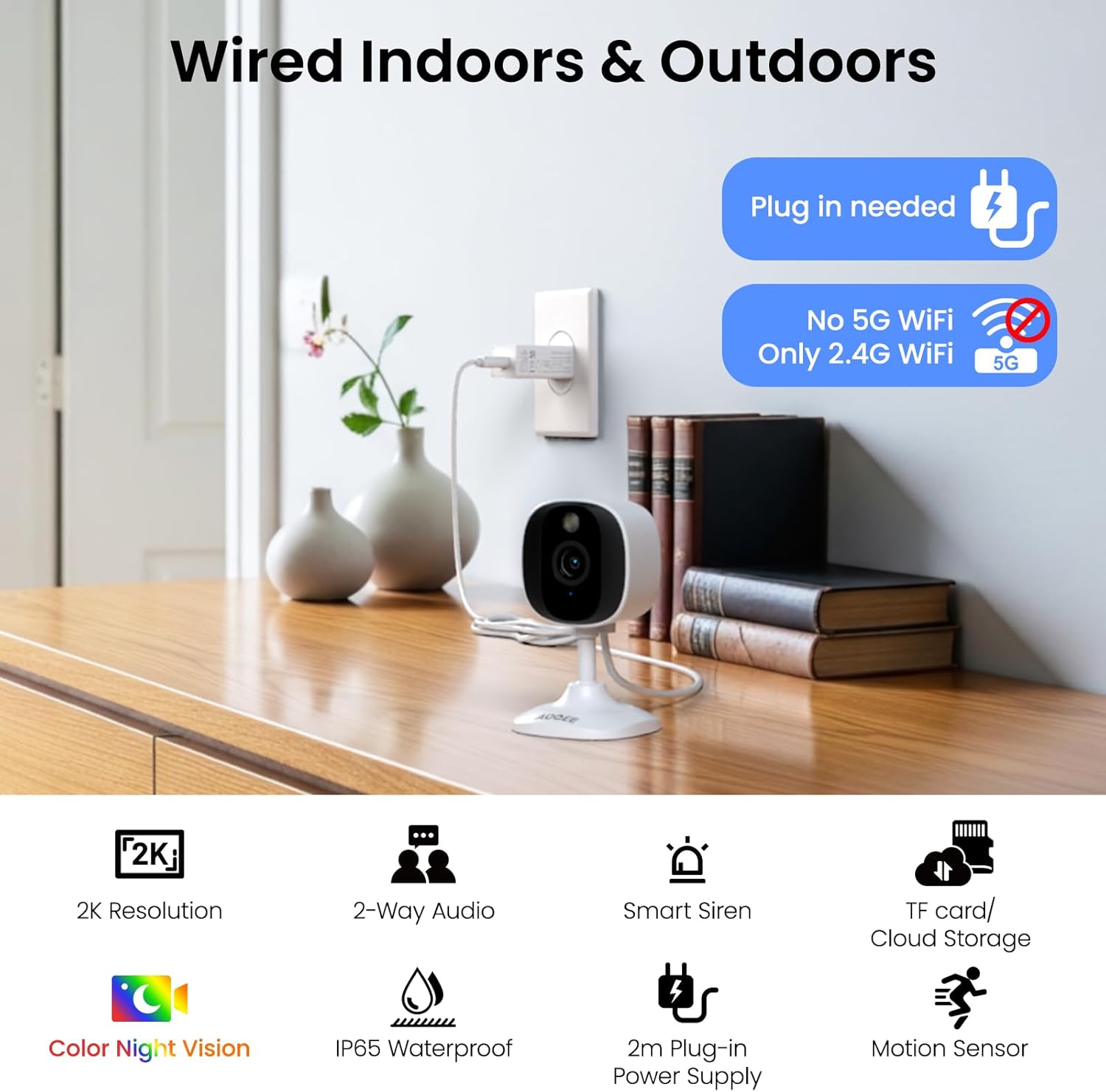 2K Cameras for Home Security-Outdoor/Indoor Camera for Dog/Cat/Pet/Nan