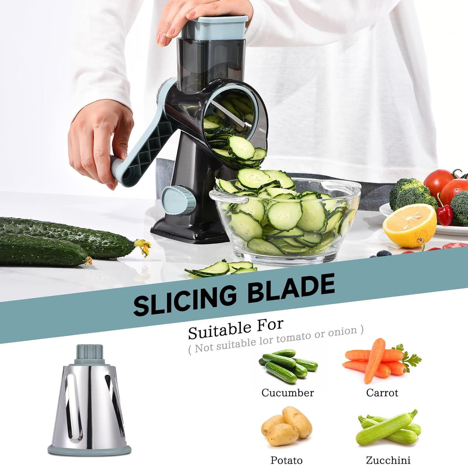 Rotary Cheese Grater with Handle Kitchen Shredder Slicer Grater Slicer