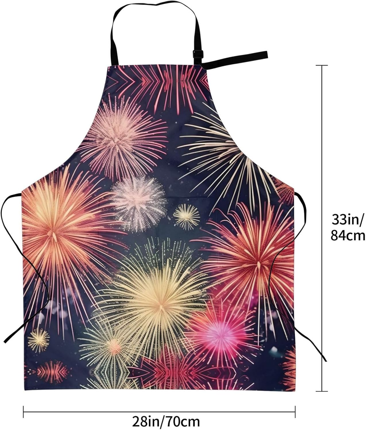 Beautiful Firework Print Laundry apron 28x33 In Waterproof Kitchen Apron with Pockets for Cooking Baking