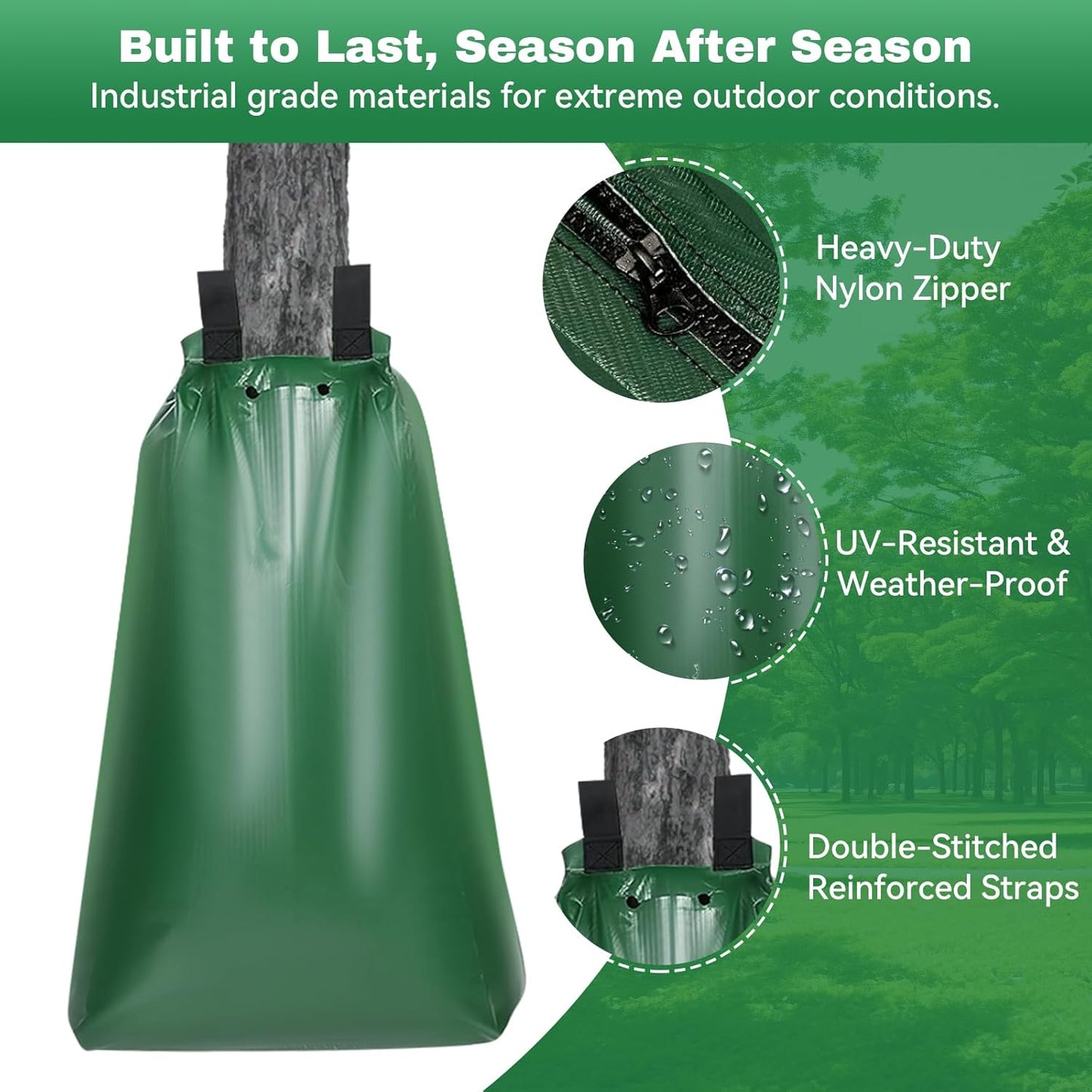 20 Gallon Tree Watering Bag 3Pcs, Slow Release Drip Irrigation for New Trees, Durable PVC Deep Root Watering Device for Water Saving, Garden & Orchard