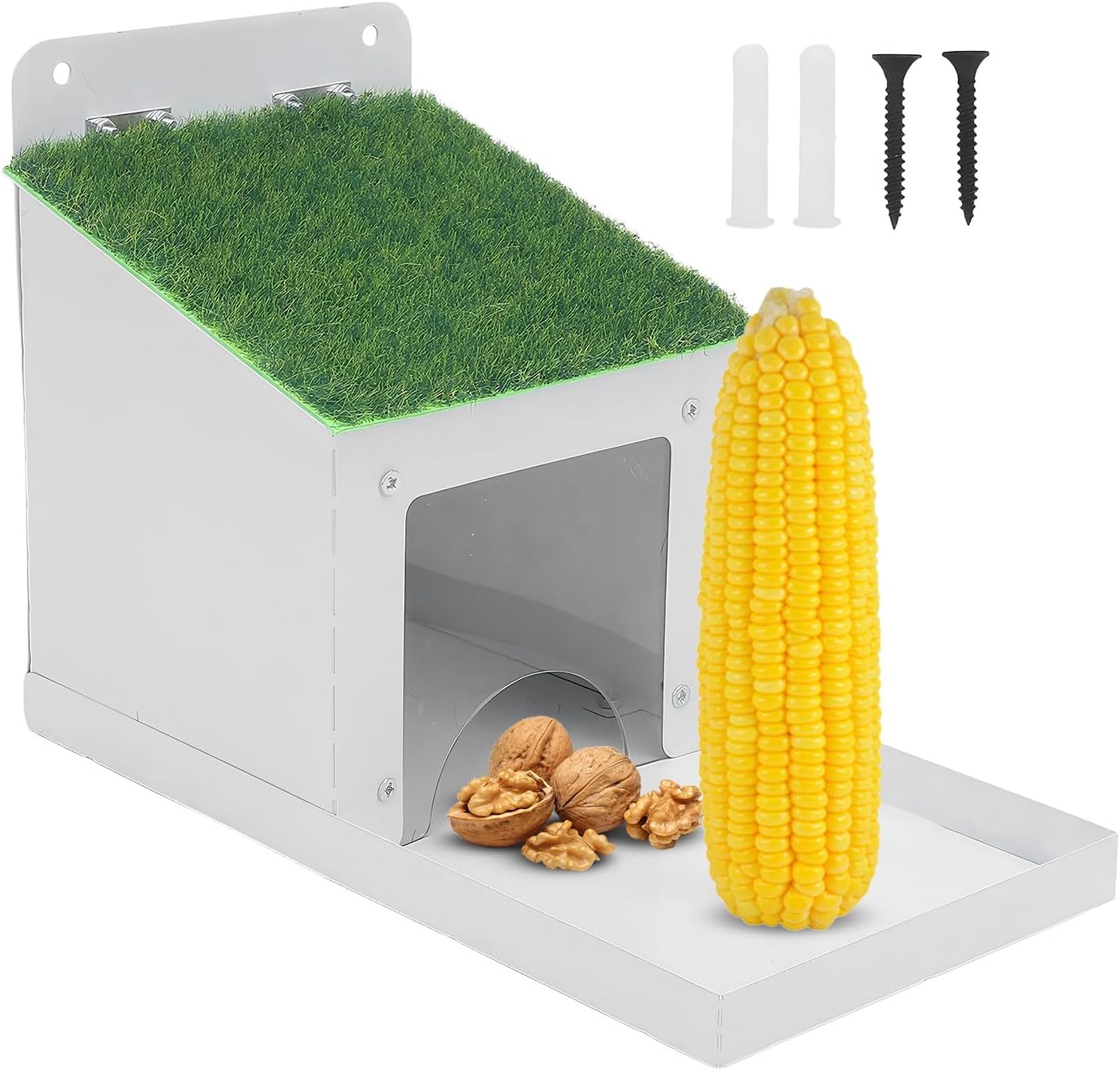 Squirrel Feeder House,with Lid Metal Rustproof Waterproof Easy Filling | Outside Chipmunk Feeder Box - for Garden Yard Farm Pathway Lawn Grassland Porch