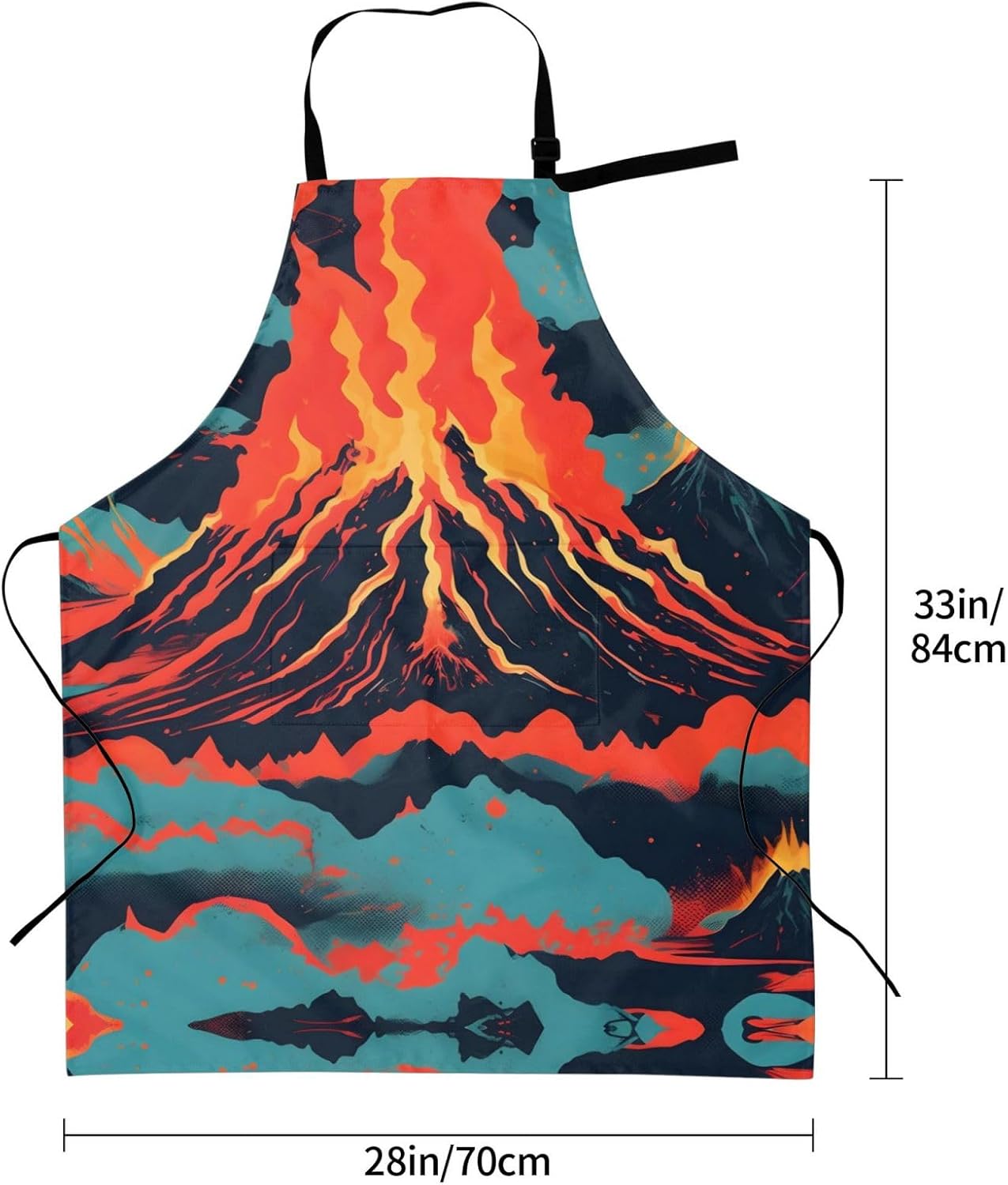 Volcano print Waterproof apron with pocket adjustable cooking apron for adult kitchen bibs to bake
