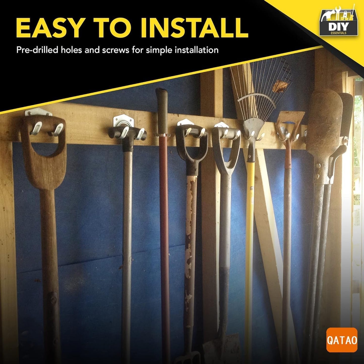 15Piece Wall-Mounted Hook Set for Garage Tool Storage and Organization, Suitable for Tools, Ropes, and Garden Equipment