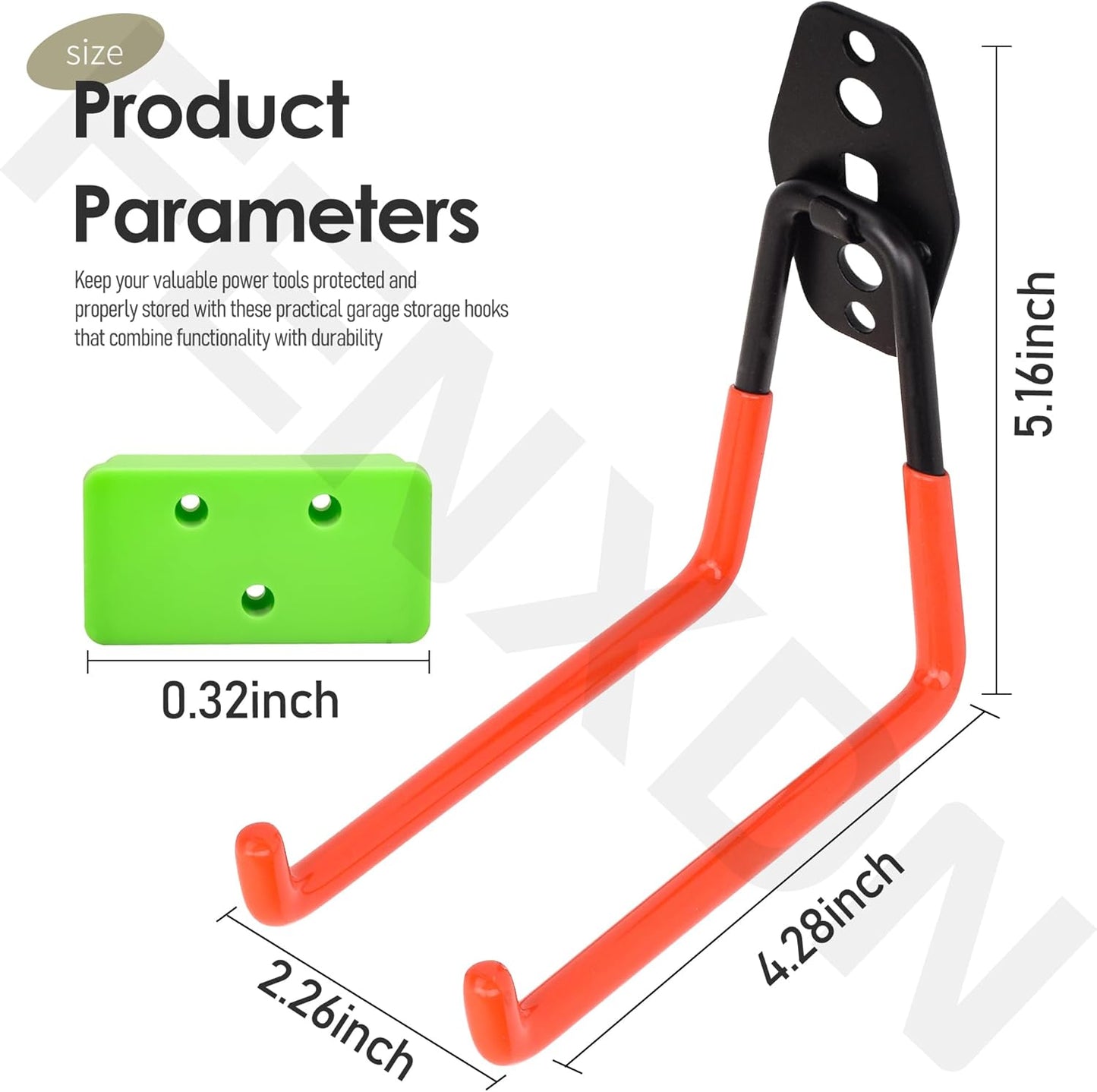 Garage Hooks for Hanging Bike, Utility Steel Garage Storage Hook for Hanging Bike, Ladder and Garden Tools w/Garage Storage Hooks Attachment & Battery Mount Holder for Ego