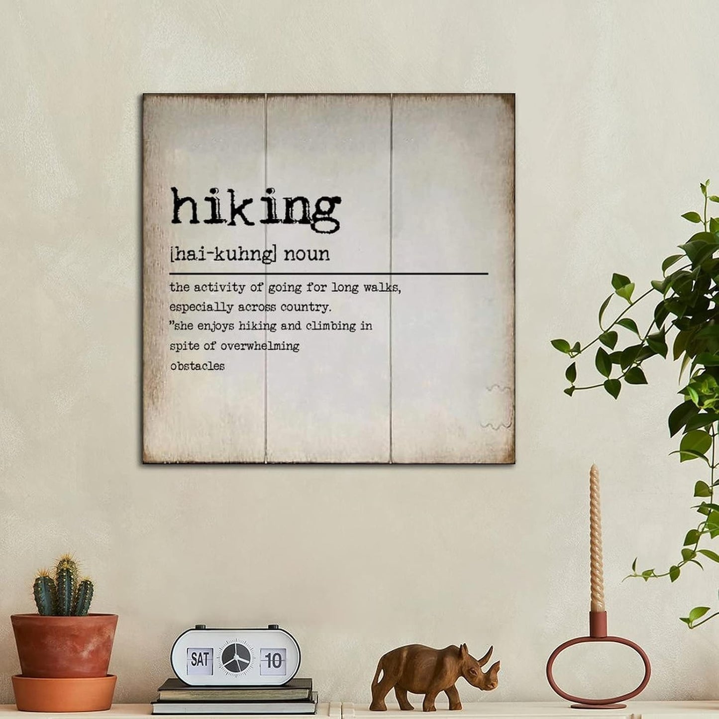 LITTLEGROVE SEEDS Vintage Wood Signs Hiking Definition Typography Wood Plaque Hiking Farmhouse Wall Art Rustic Wall Decorations for Living Room for Home Man Cave Gate Garden Bars Cafes 16x16in