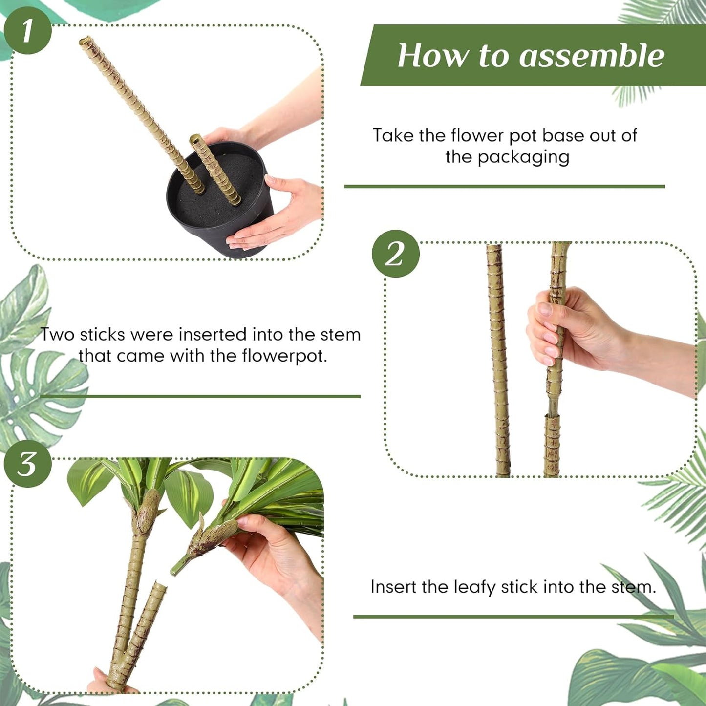Giegxin 2 Pack Artificial Dracaena Plant Indoor, 4ft Dracaena Silk Plant with Planter, Artificial Fake Floor Tree Pot, Real Touch Faux Tropical Yucca Trees for Home Office Living Room Decor