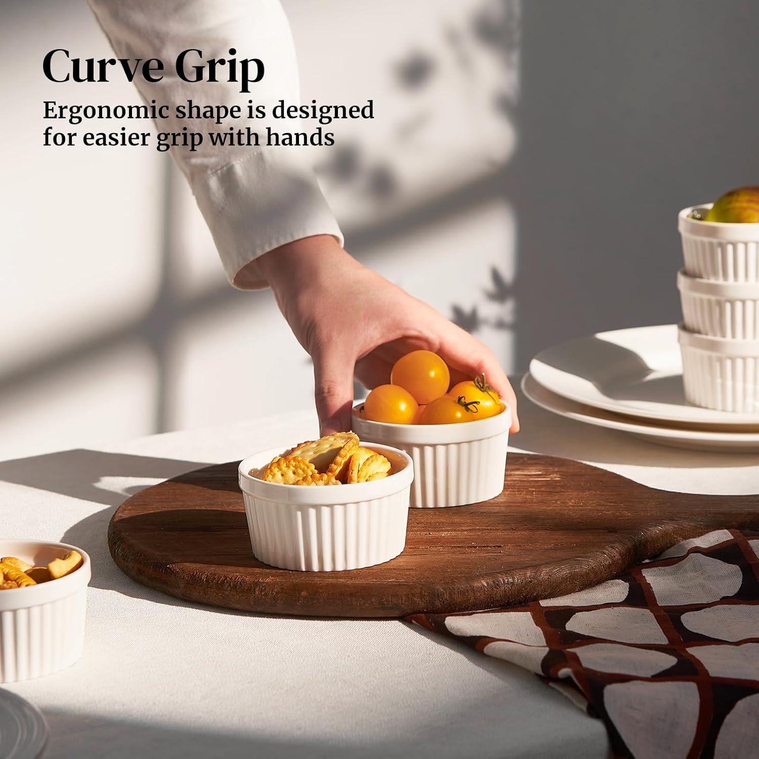 DOWAN Ramekins 4 oz Oven Safe for Creme Brulee Souffle, Porcelain Cust