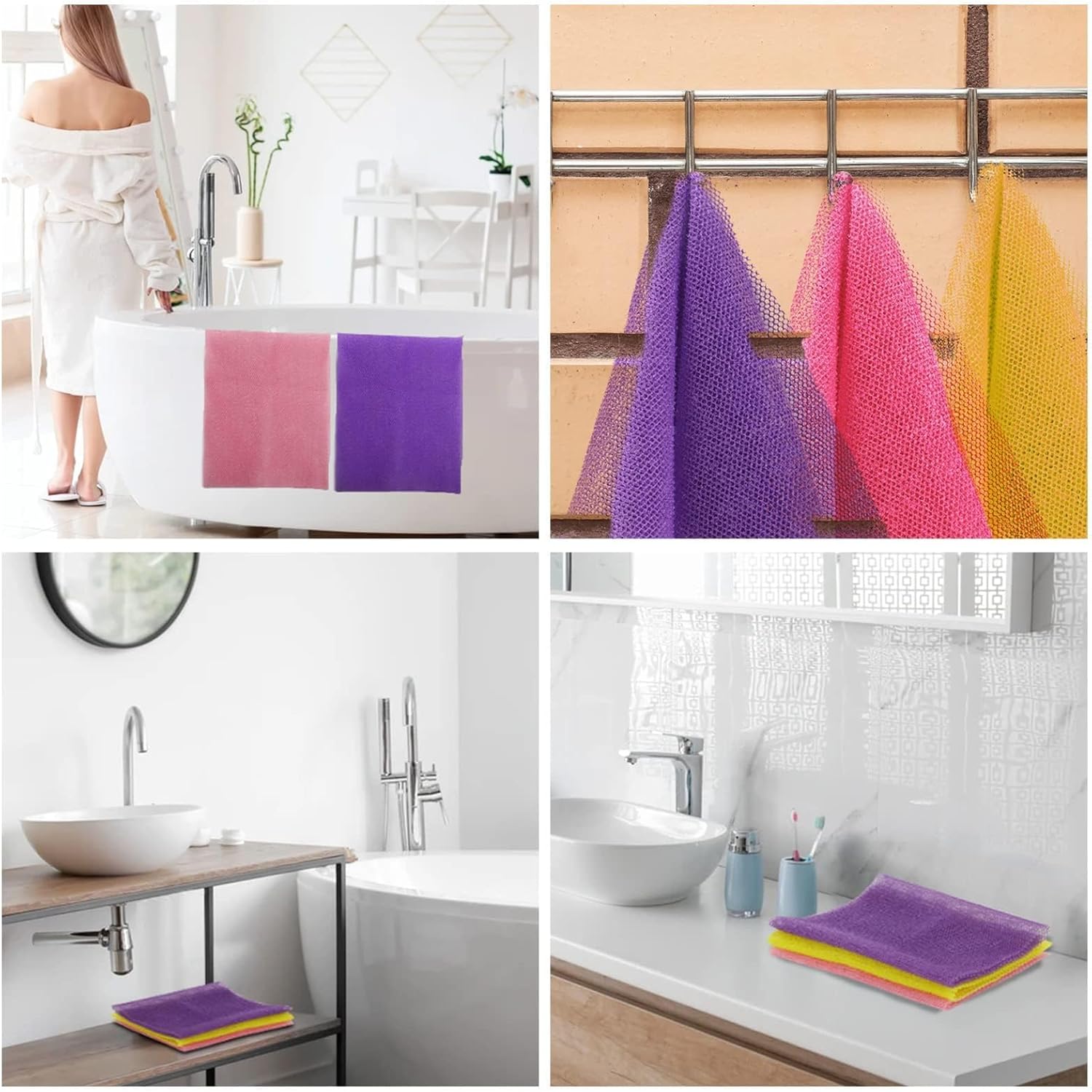UJFQBH 3 Pieces African Bath Sponge African Net Long Net Bath Sponge E