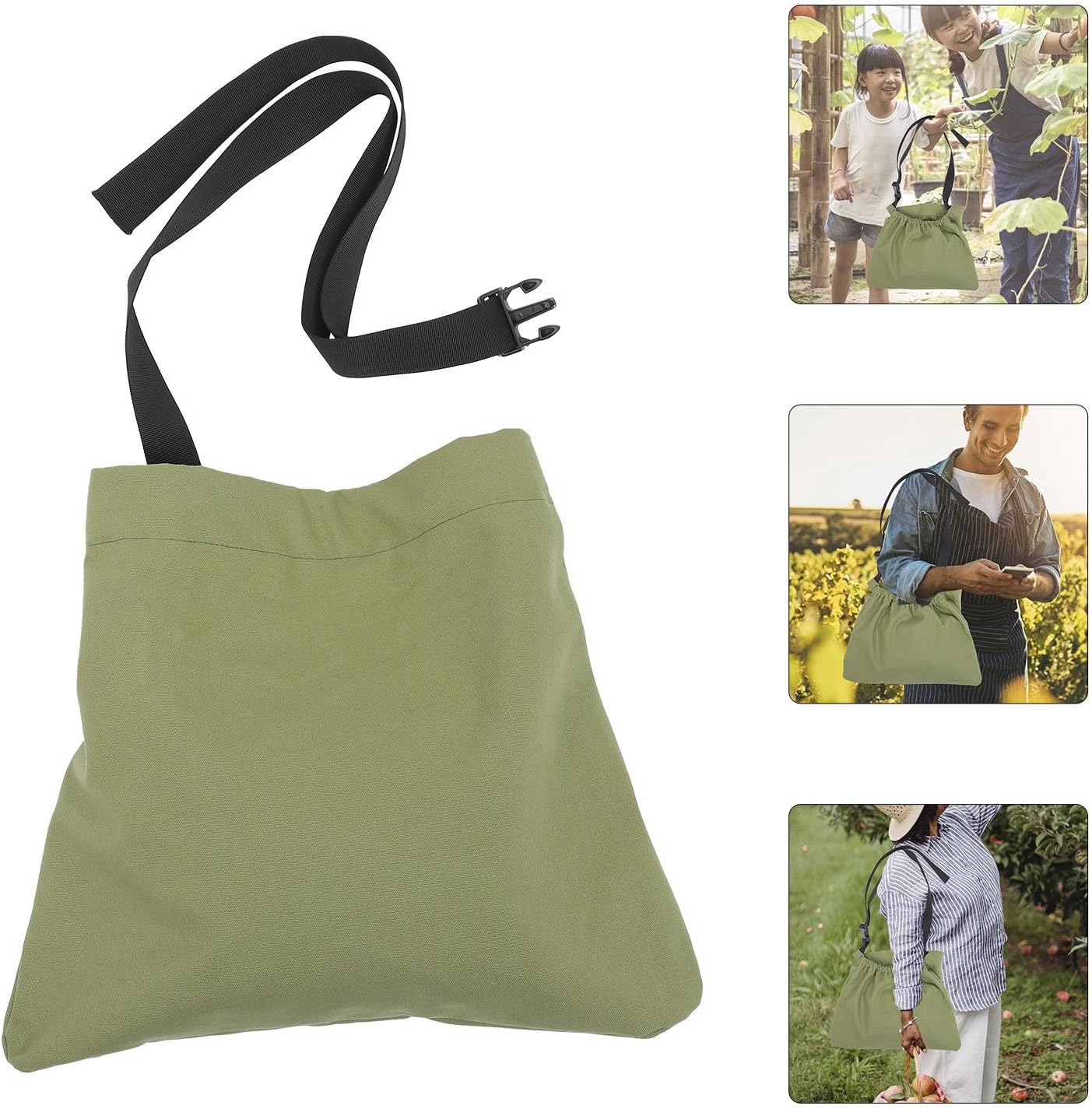 Milisten Fruit Picking Apron Vegetable Harvesting Pouch with Waist Strap, Outdoor Garden Storage Bag for Fruits and Vegetables, Sturdy Green Mesh Apron for Orchard and Farm Use