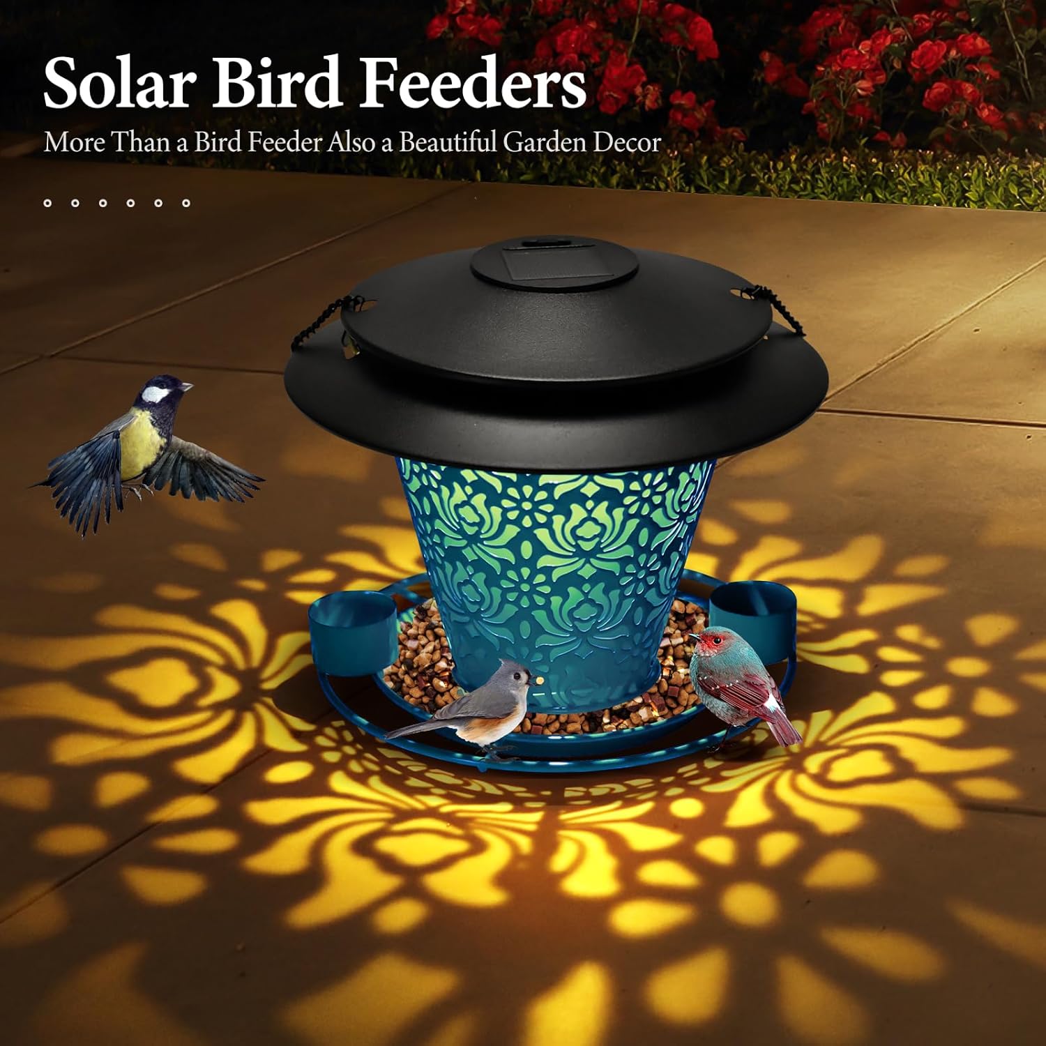 Solar Bird Feeders for Outside Hanging Metal Wild Bird Feeder Solar La