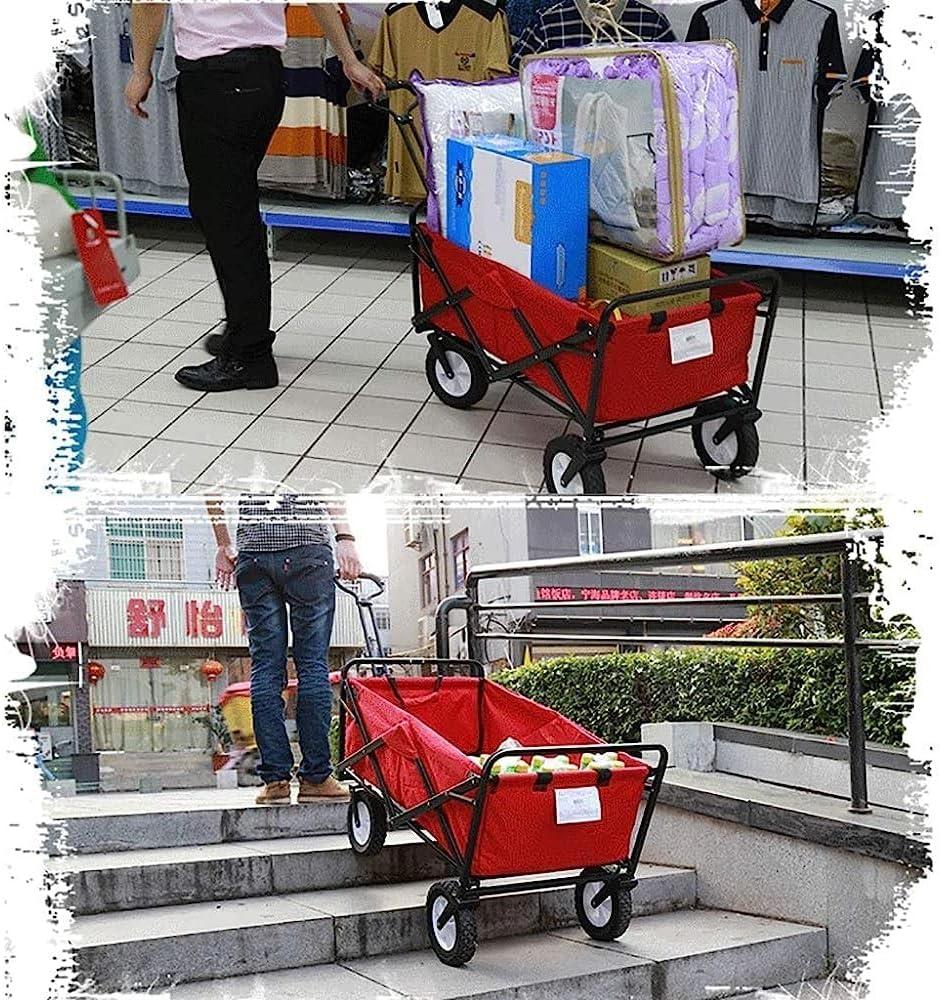 Handcart, Portable Folding Garden Trolley Cart Heavy Duty Wagon with C