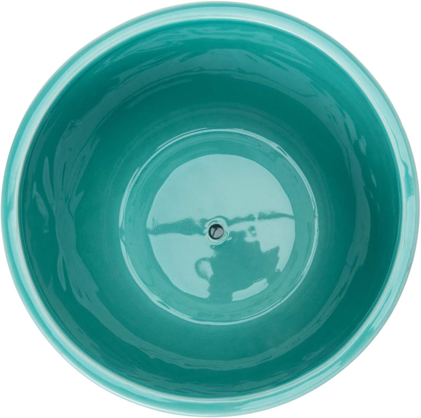 MyGift 7 Inch Round Turquoise Ceramic Plant Pot with Drainage Hole and