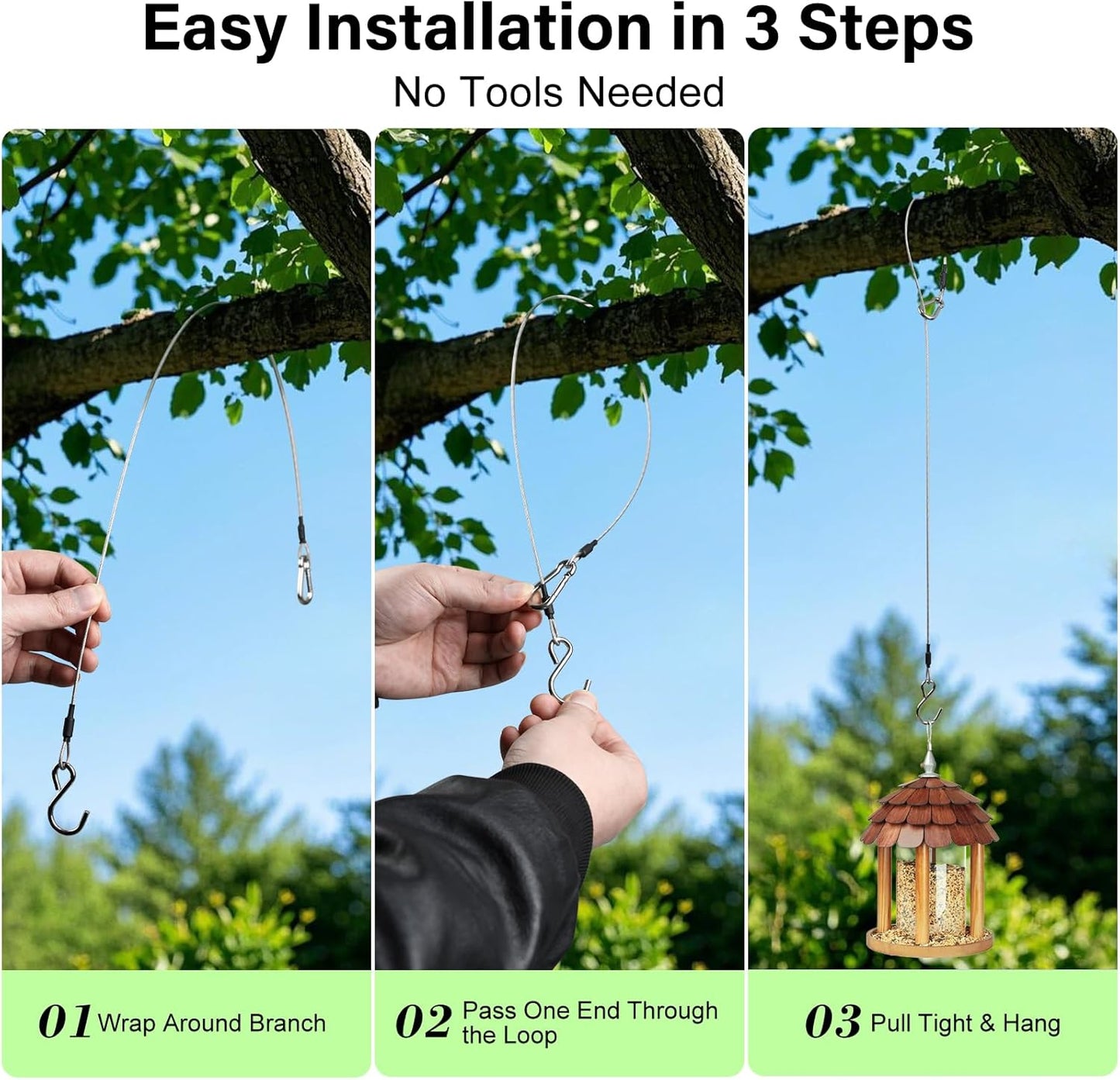 6pcs 23.6in Stainless Steel Hanging Chain Cable with Carabiner Hook & S Hook, Heavy Duty Hanging Chain for Bird Feeders, Planters, Lanterns, Outdoor Yard Christmas Decorations, 88lb Load