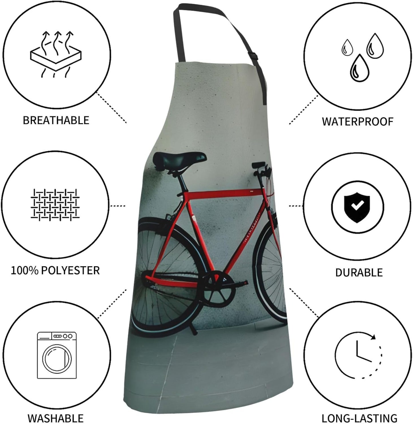 YANYU Retro bicycle pattern Print 28x33 In Kitchen Apron Stylish Chef 