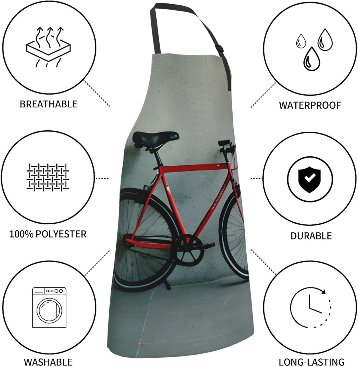 YANYU Retro bicycle pattern Print 28x33 In Kitchen Apron Stylish Chef 