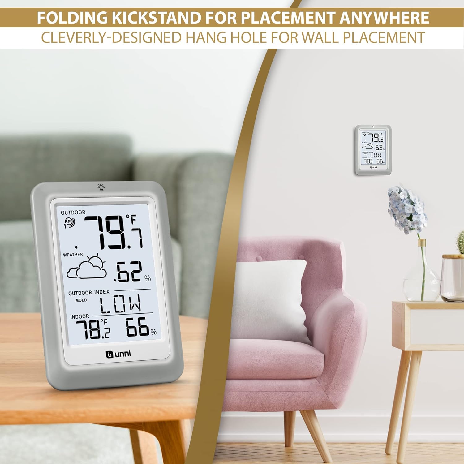 Indoor Outdoor Thermometer Hygrometer Wireless Weather Station, Temper
