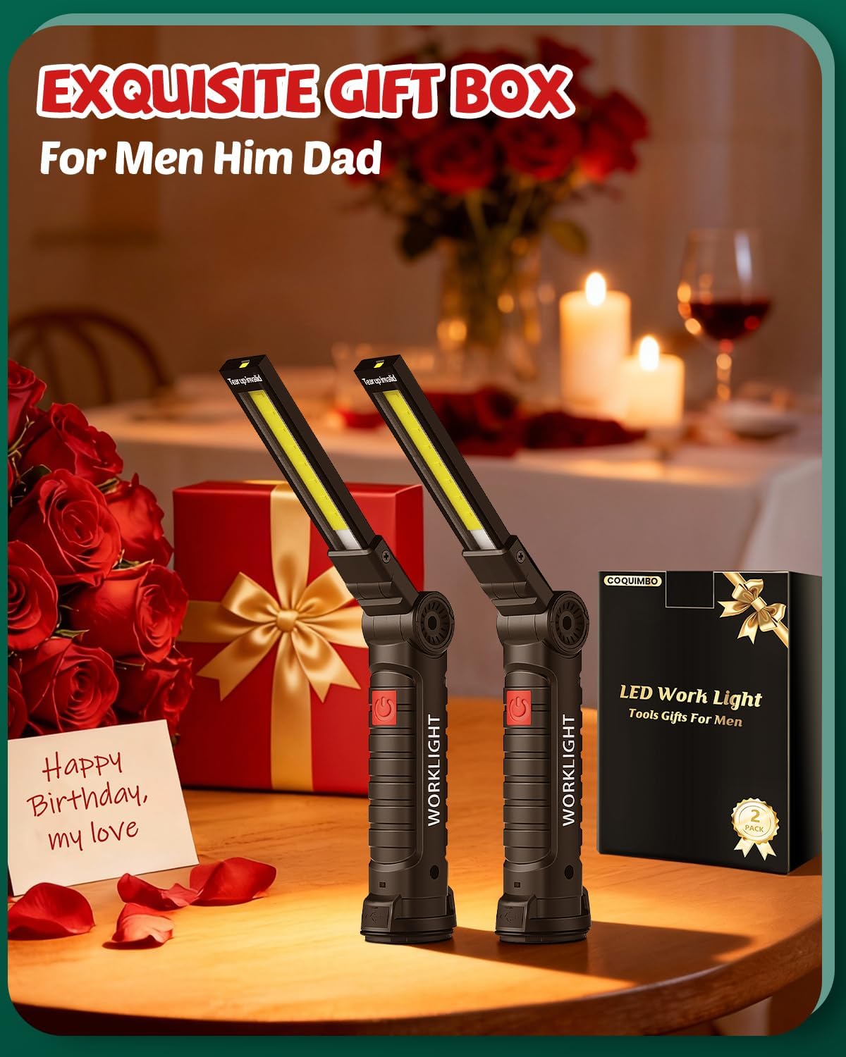 Coquimbo Tool Gifts for Men Him Dad Husband, Rechargeable LED Work Lig