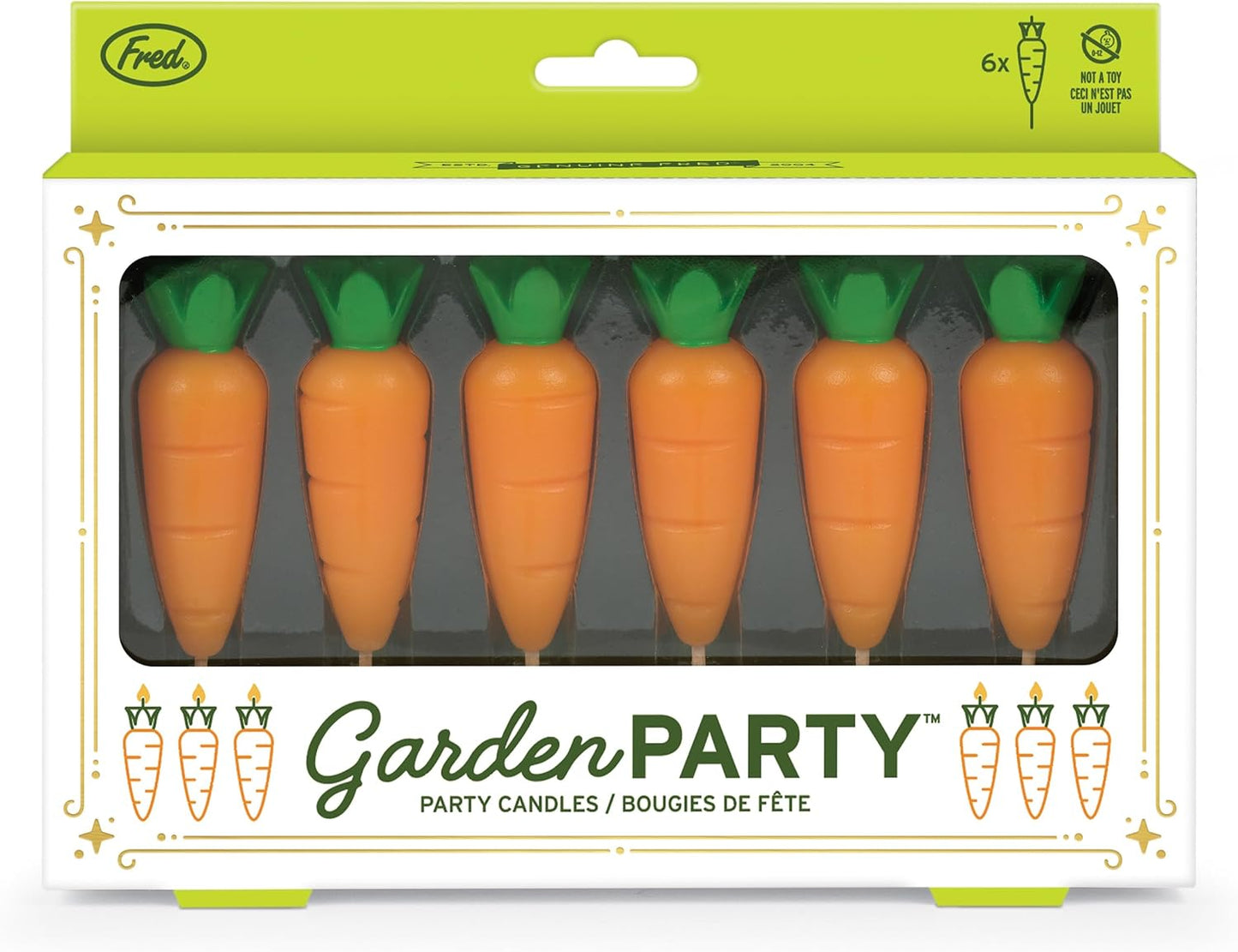 Genuine Fred Garden Party Carrot Candles, Set of 6 Carrot Party Candles, 2.4 Inch Tall, Spring Cake Toppers and Food-Themed Celebration Decor