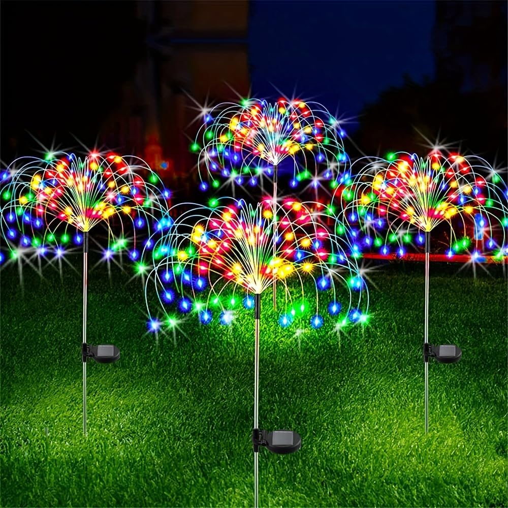 1 Pack Solar Firework Light, Waterproof Lawn Lamp Lights with 8 Lighting Modes,Holiday Decorations Lights Outdoor Lighting Decoration (Multicolor,8 Mode 60LEDS)