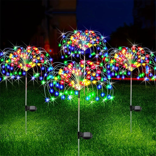 1 Pack Solar Firework Light, Waterproof Lawn Lamp Lights with 8 Lighting Modes,Holiday Decorations Lights Outdoor Lighting Decoration (Multicolor,8 Mode 60LEDS)
