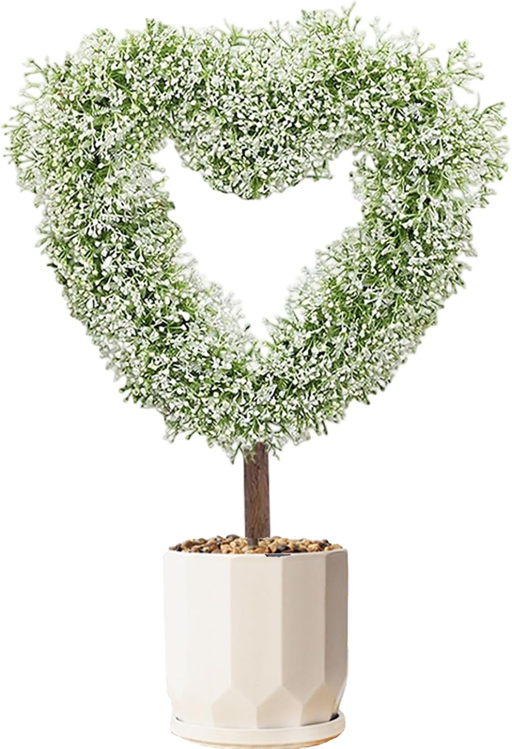 Valentine’s Plant - Decorative Heart Shaped Topiary | Faux Flower Garden Stake with Lightweight Design & Weather Resistant Construction for Farmhouse Decor, Patio, Planter Pots, Garden Parties and Out