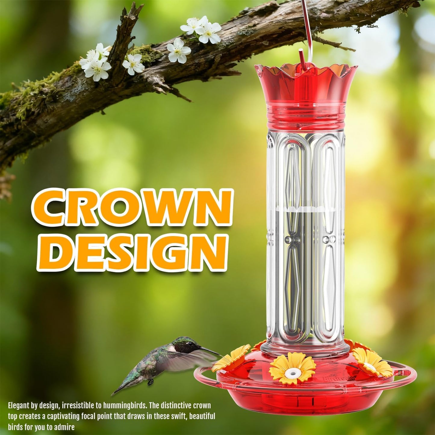 Birdream 2 Pack Hummingbird Feeders for Outdoors Hanging, Plastic Bird