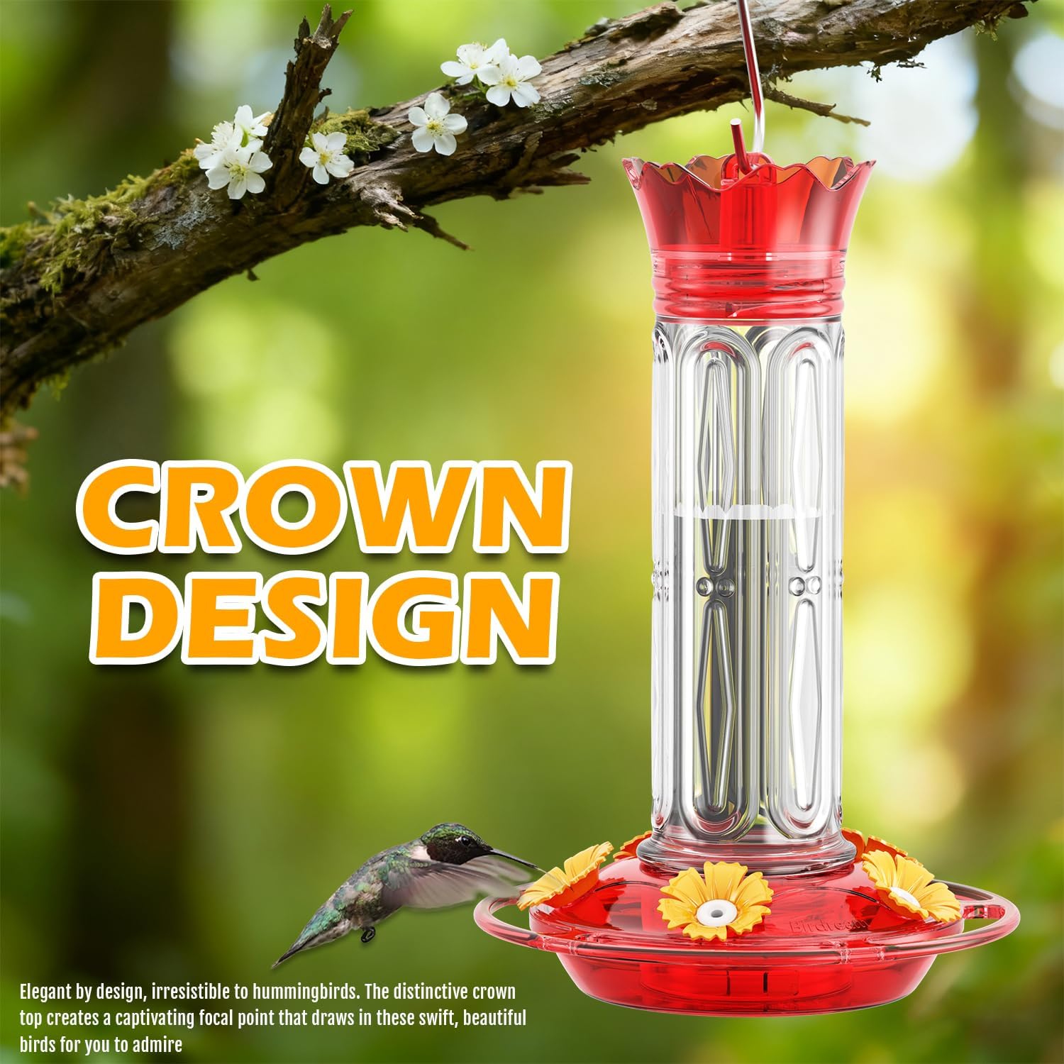 Birdream 2 Pack Hummingbird Feeders for Outdoors Hanging, Plastic Bird