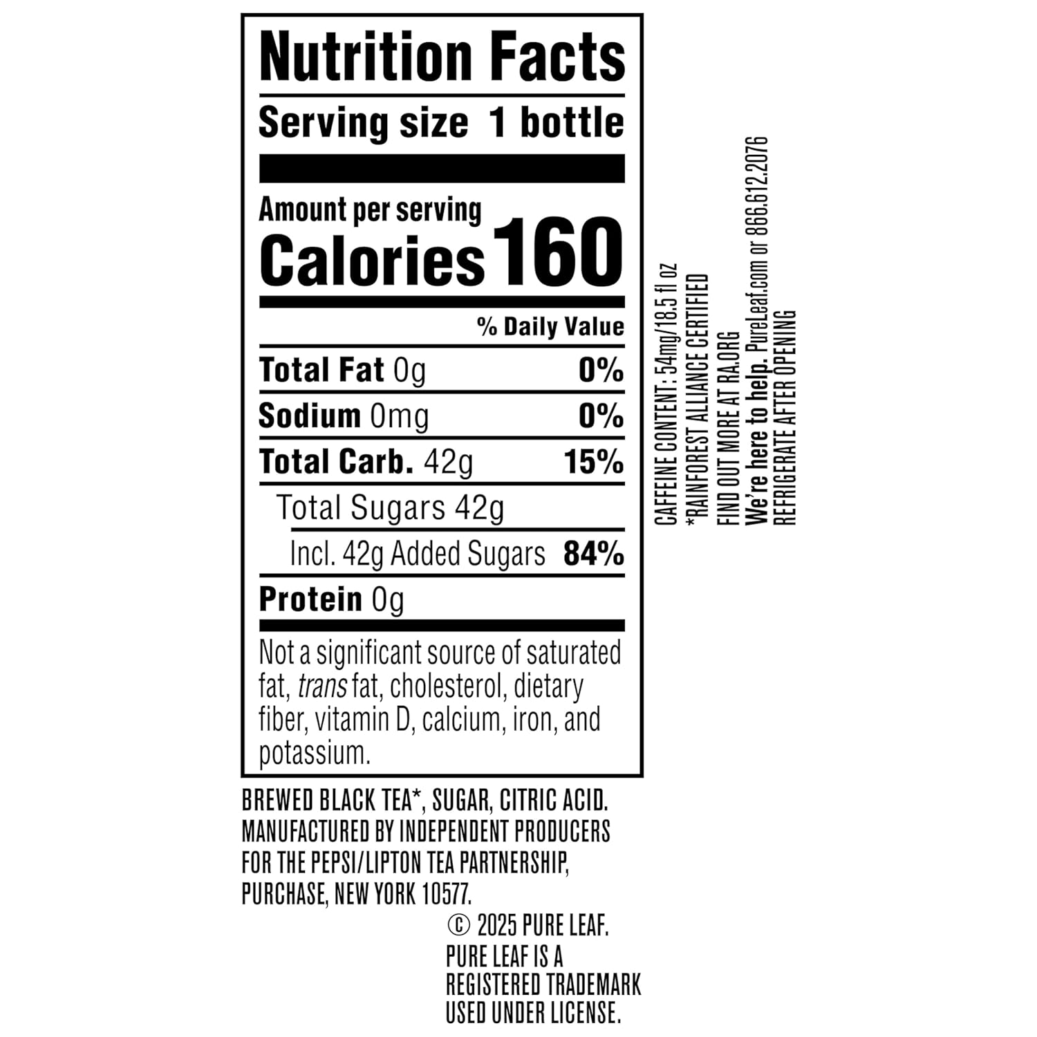 Pure Leaf Iced Tea, Sweet Tea, Real Brewed Tea, 18.5 Fl Oz Bottles (Pa