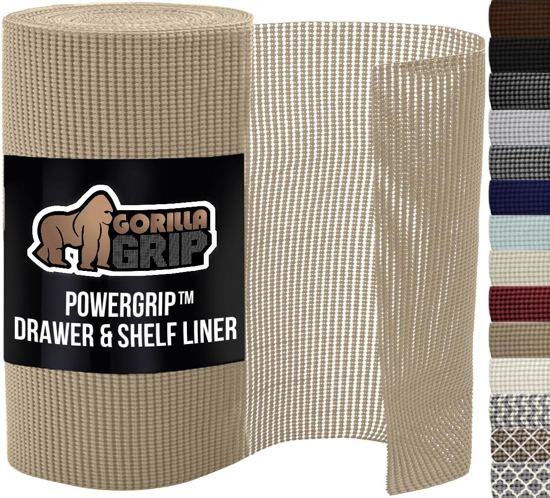 GORILLA GRIP powerGRIP Drawer Shelf and Cabinet Liner, Thick Strong Ho