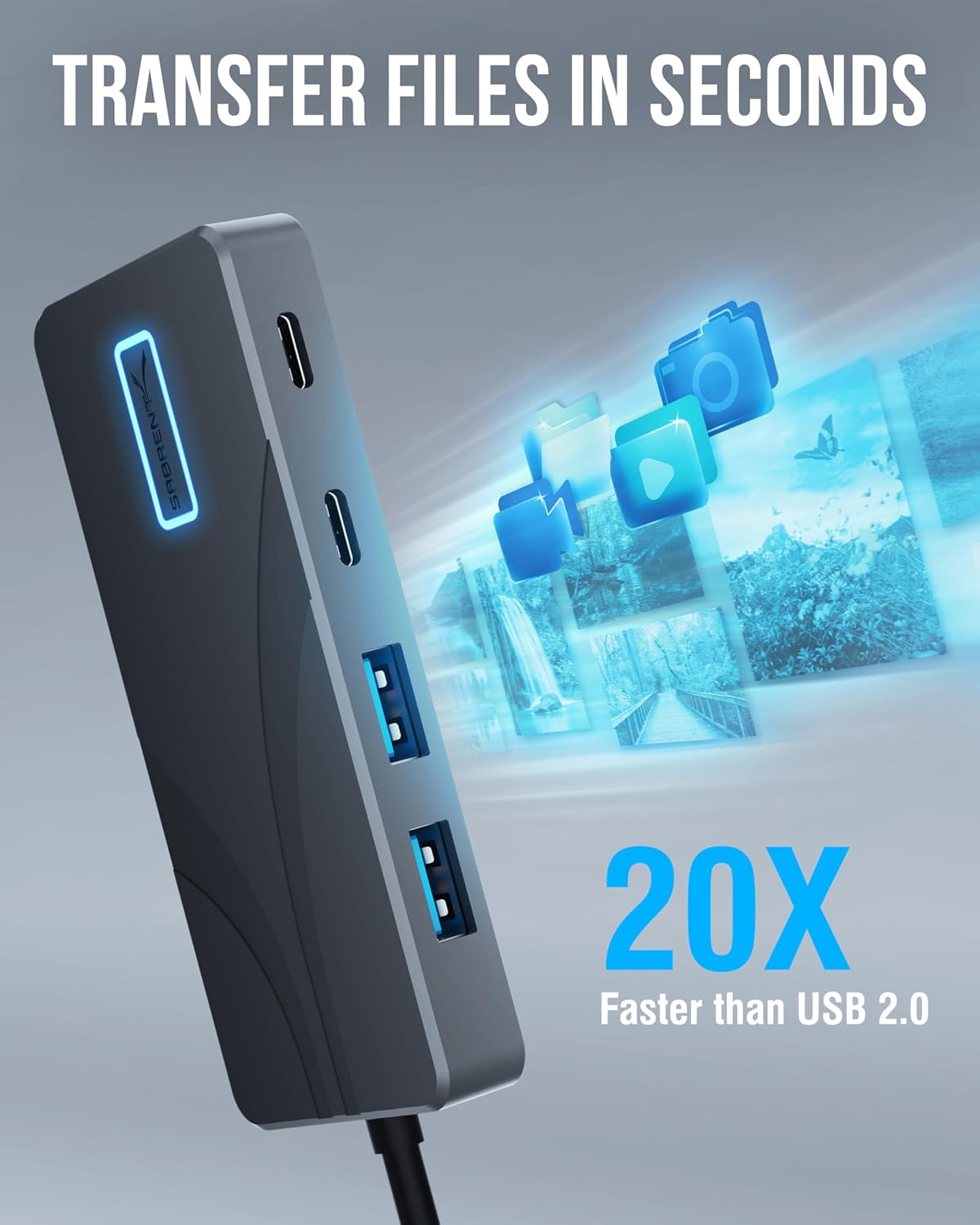 SABRENT USB C Hub 5-in-1 Docking Station, 10Gbps USB-A & USB-C Ports, 