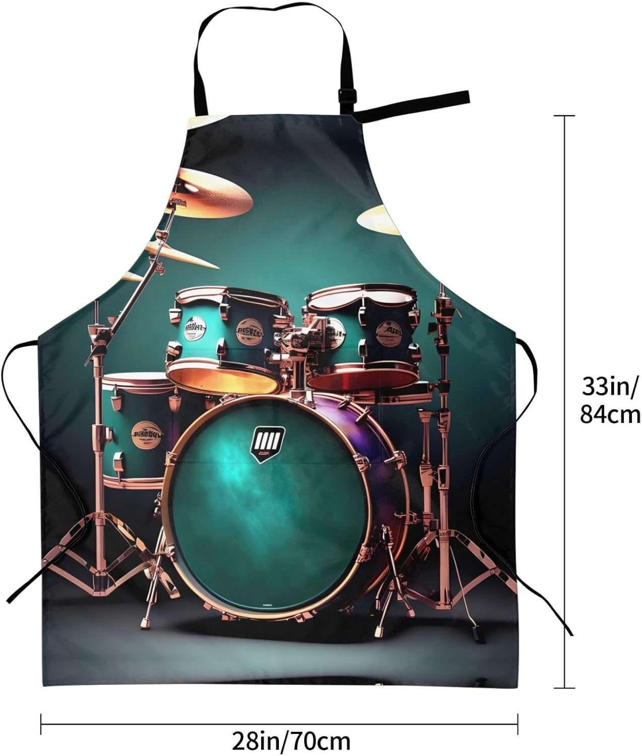 Cool Drum Set print Waterproof apron with pocket adjustable cooking apron for adult kitchen bibs to bake