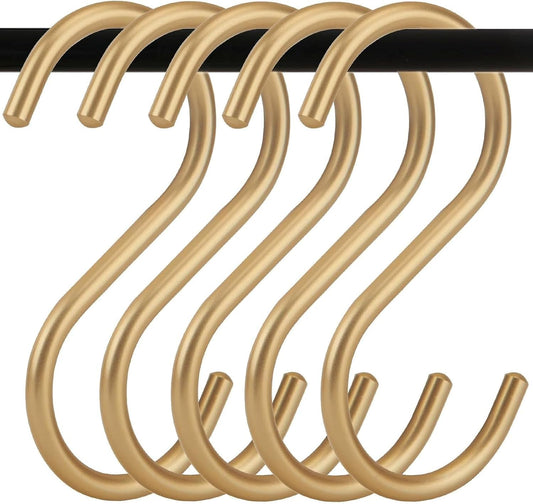20Pcs Gold S Hooks,Aluminum Alloy S Shaped Hook,4.3x1.4inch Gold Hook Hanger,Heavy Duty S Hook,Utility S Hooks for Bathroom,Cloakroom,Kitchen,Garden