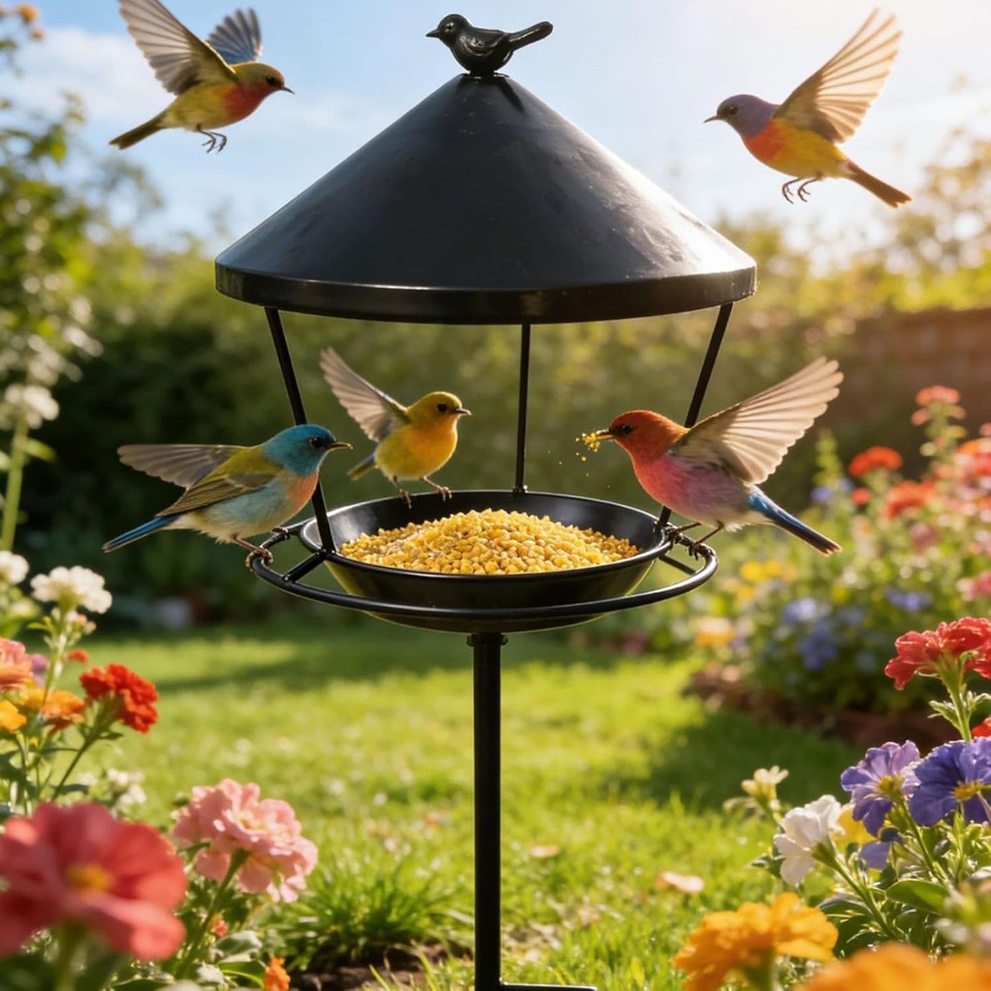 Bird Feeder | Weatherproof Wild Feeding Station | Standing Bird Feeder Tray,for Garden Backyard Patio Courtyard Yard