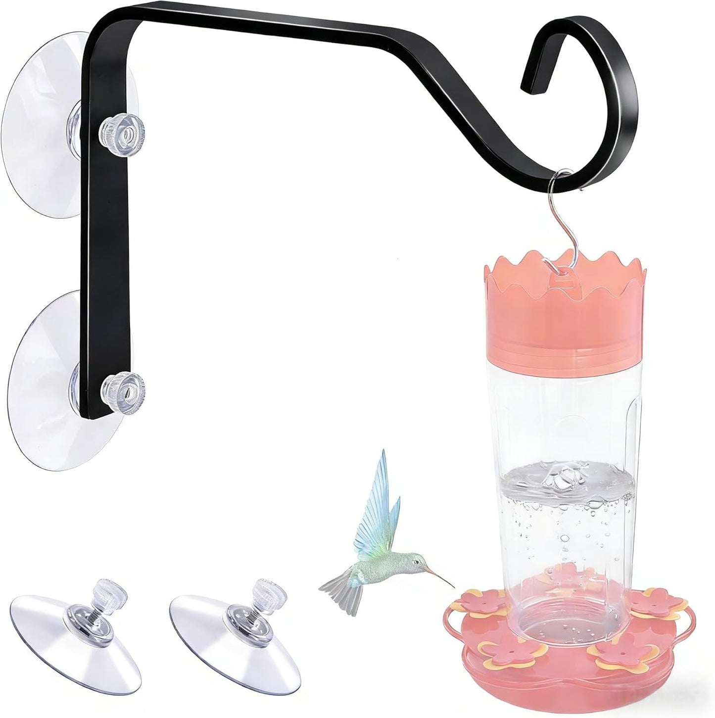 Heavy-Duty Window Suction Cup with Hanger, Window Mounted Wildlife, Hummingbird, Bird Feeders, Decorative Birdhouses, Wind Chimes & Plants, Strong Load-Bearing Hanging Hook (1)