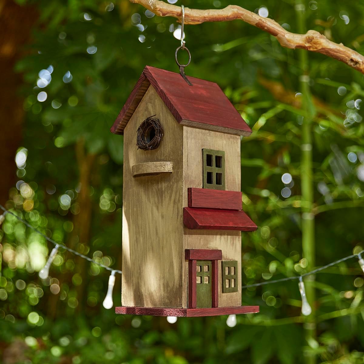 Glitzhome Birdhouses for Outdoors, Rustic 14.25" H Large Bird Houses f