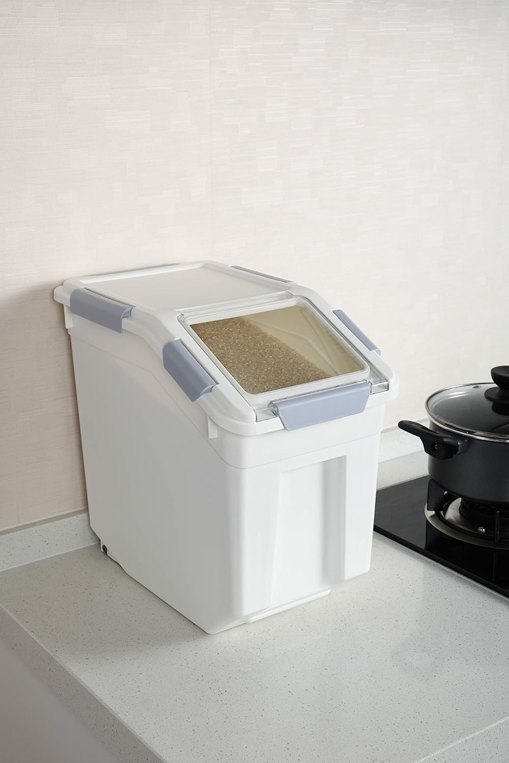 EonTone [2-Pack] 30 lbs Rice Storage Container, 15L Airtight Food Bin 