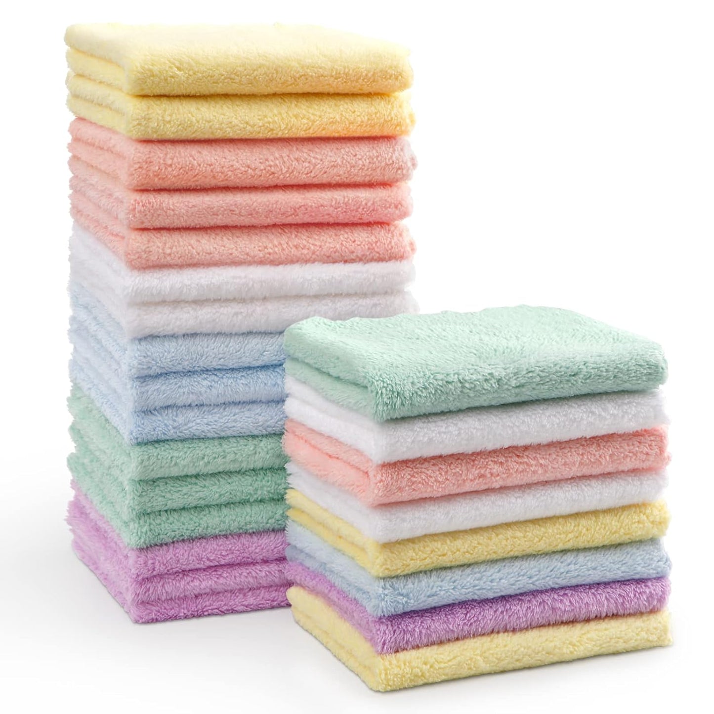 HOMEXCEL Baby Washcloths 24 Pack-Microfiber Coral Fleece Baby Bath Fac
